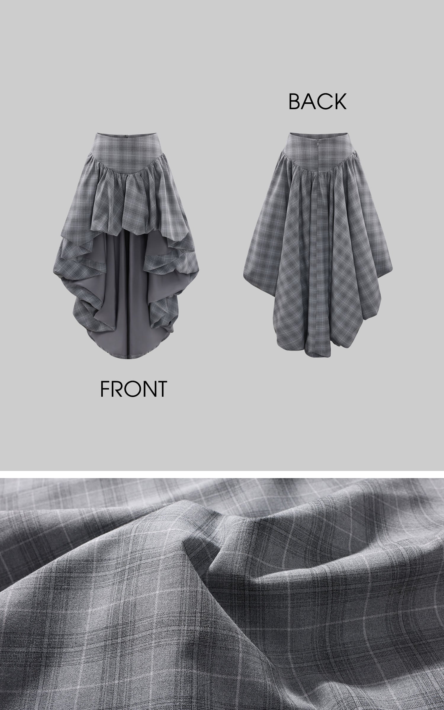 Rase le sol Plaid Tie-Front Top &amp; Asymmetric Layered Skirt Set