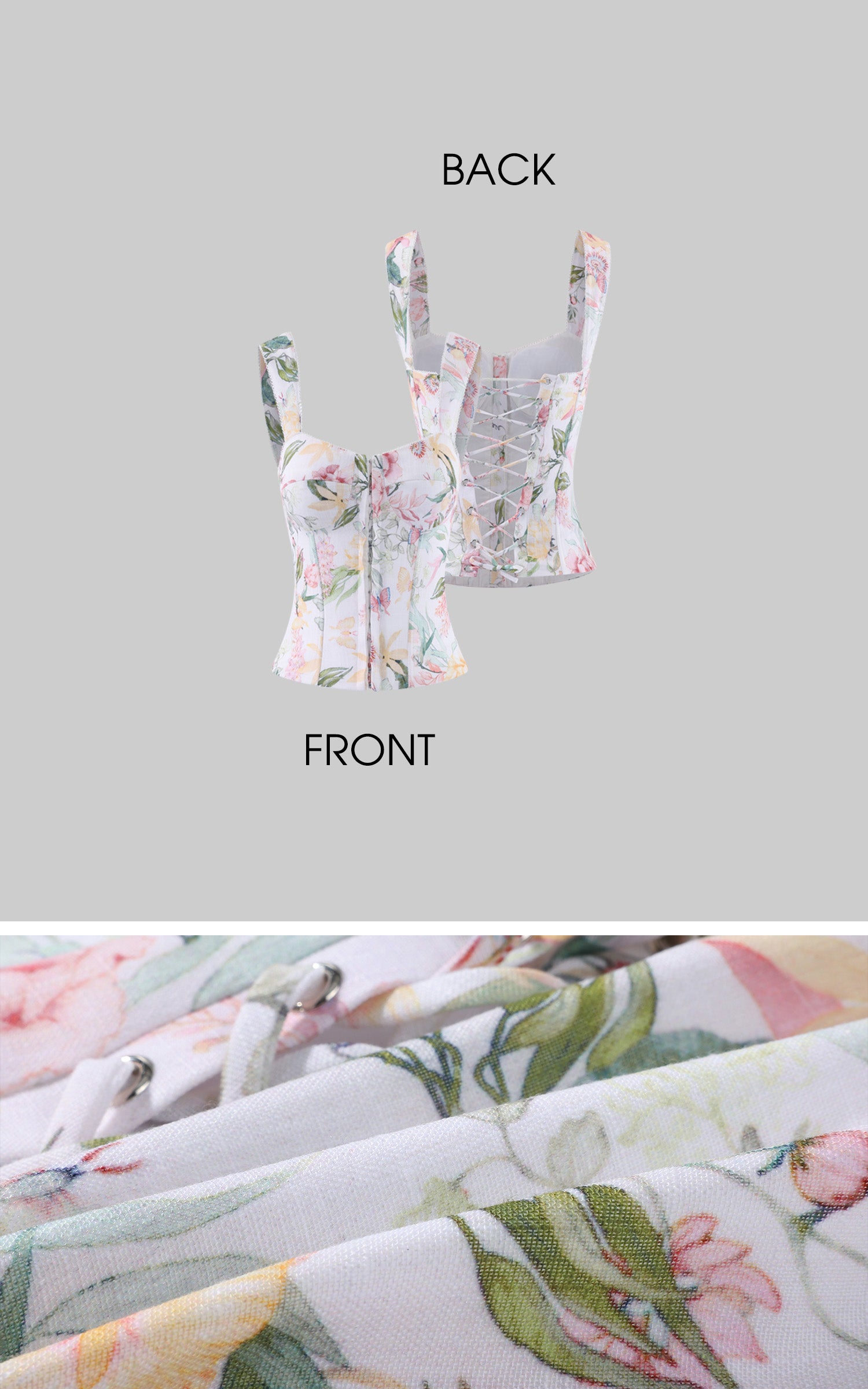 Hydrae Floral Off-Shoulder Lace-Up Corset Top