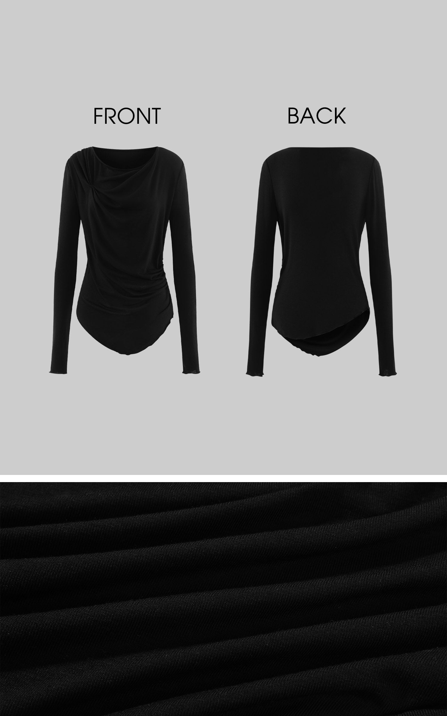 Rase le sol Asymmetric Draped Long-Sleeve Top