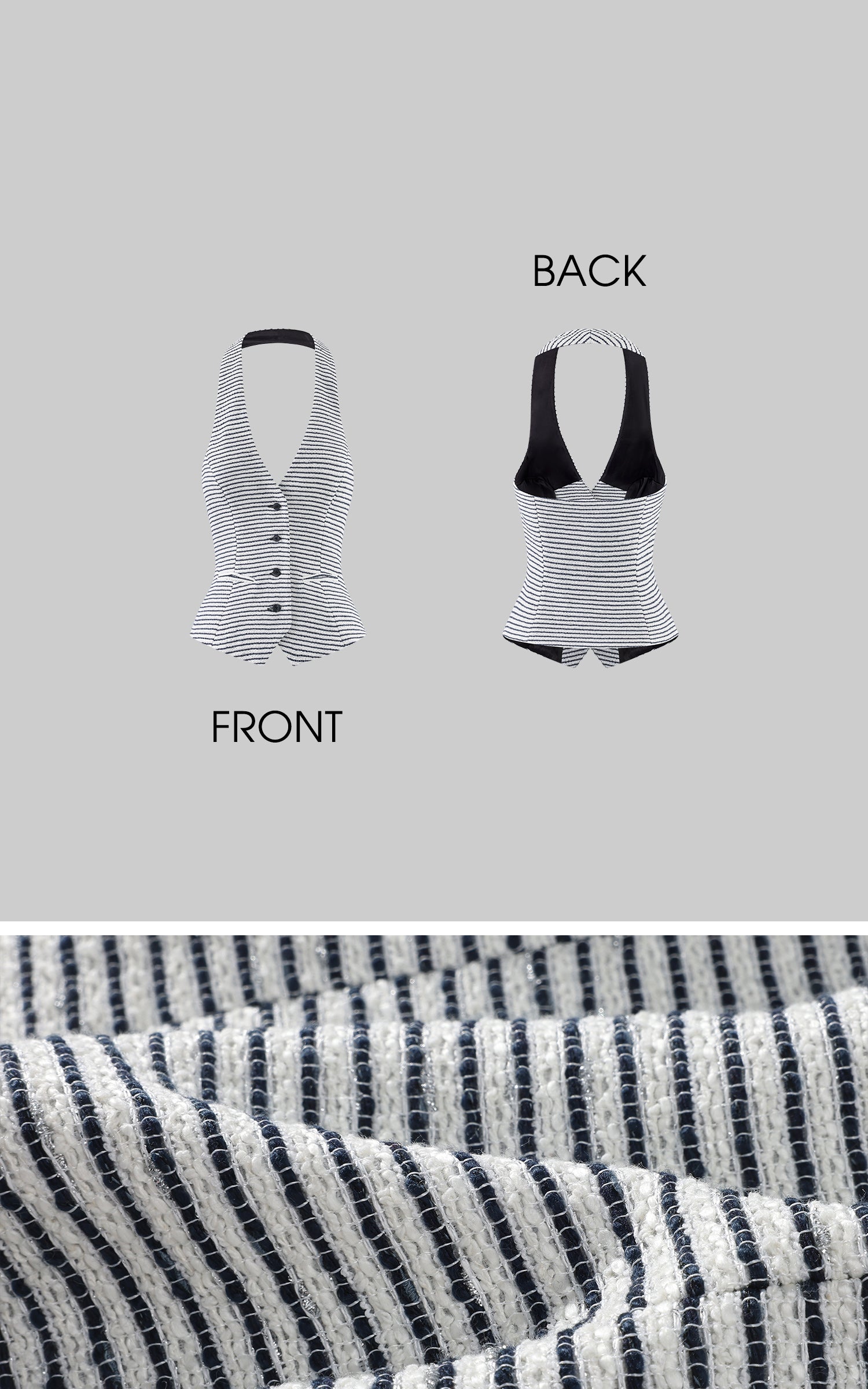 0122stepll Striped Halter Tailored Knit Vest