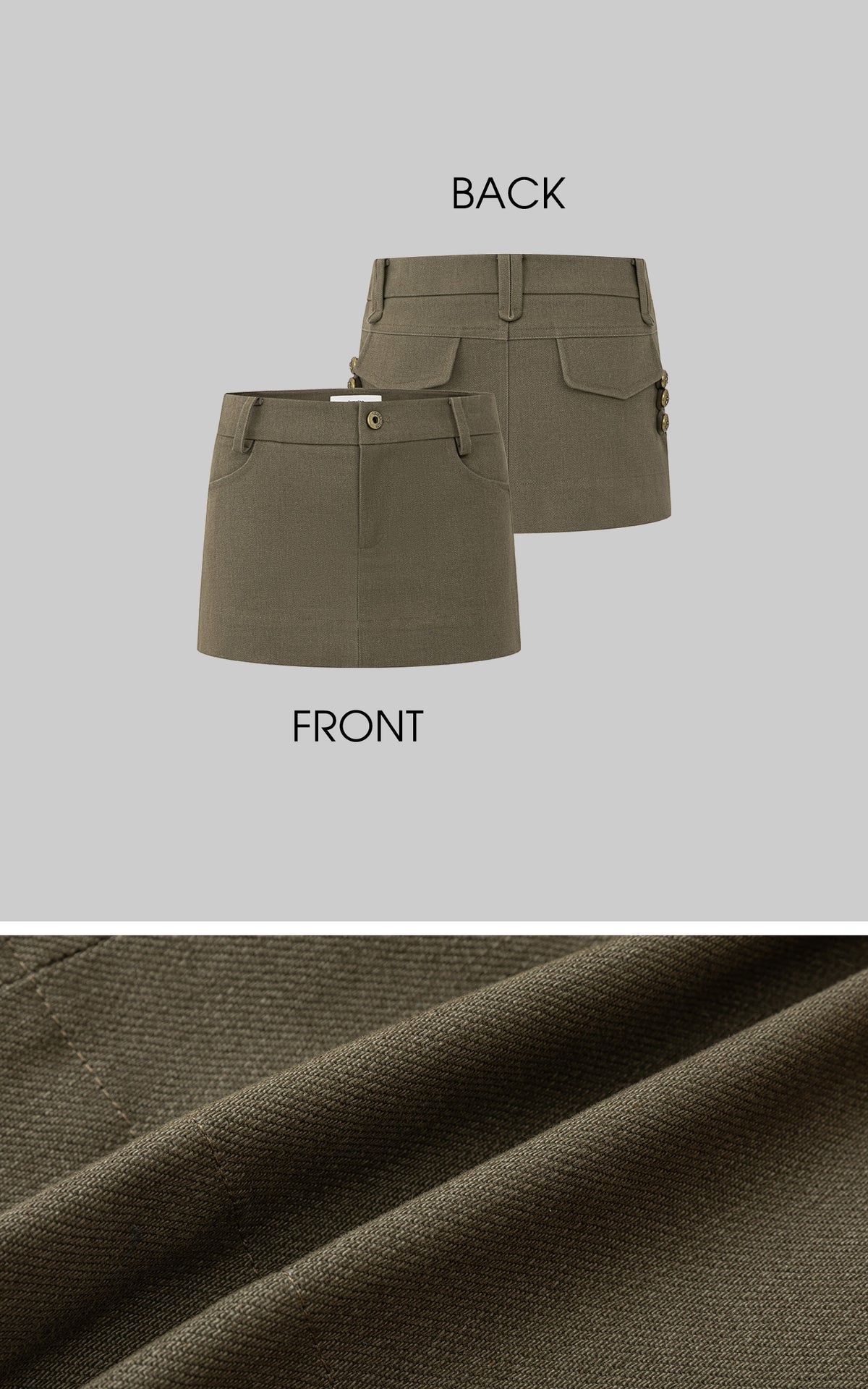 IAMXIAA Military Button Low-Rise Mini Skirt