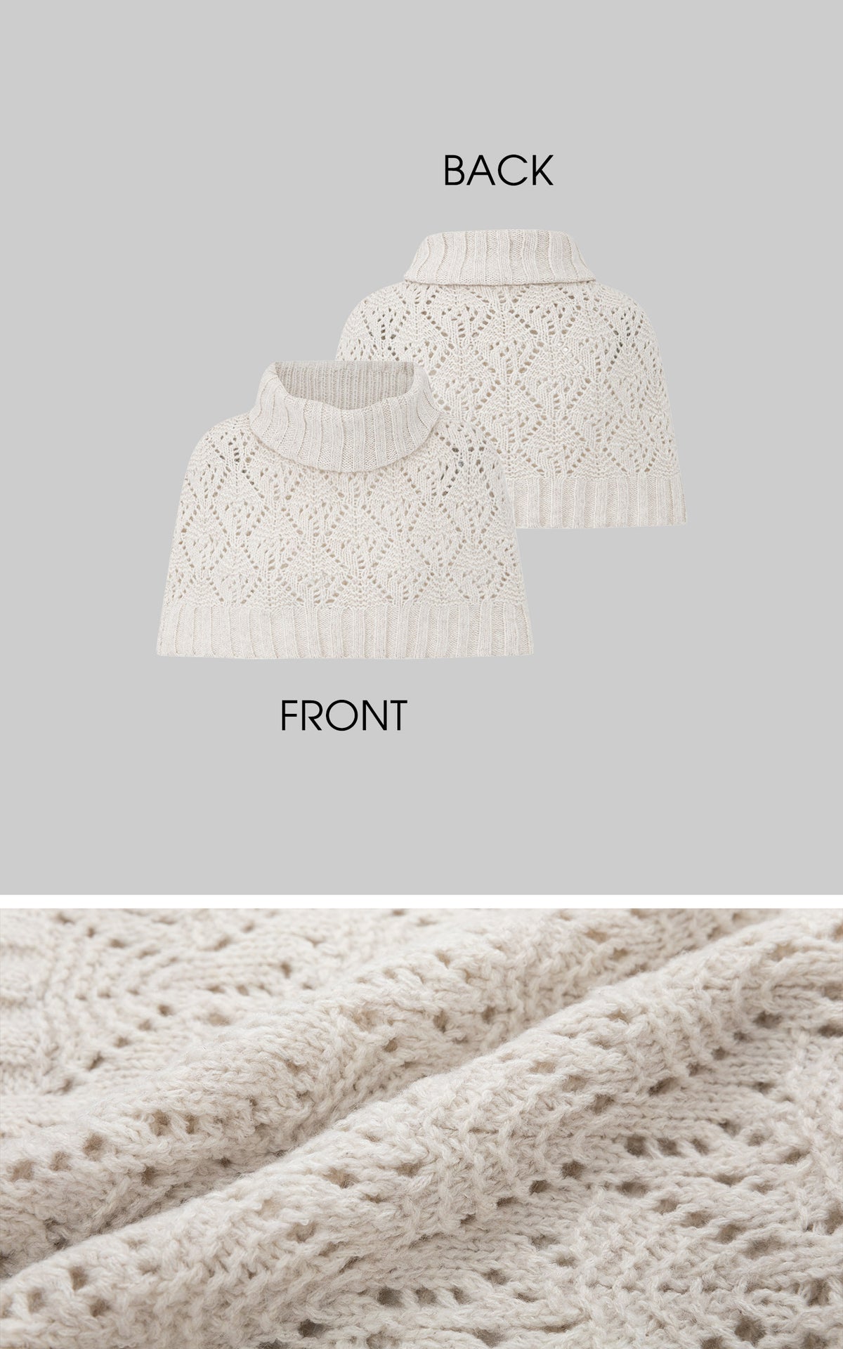IAMXIAA Openwork Knit Turtleneck Capelet