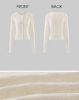 Rase le sol Openwork Pointelle Knit Button-Front Slim Long Sleeve Cardigan