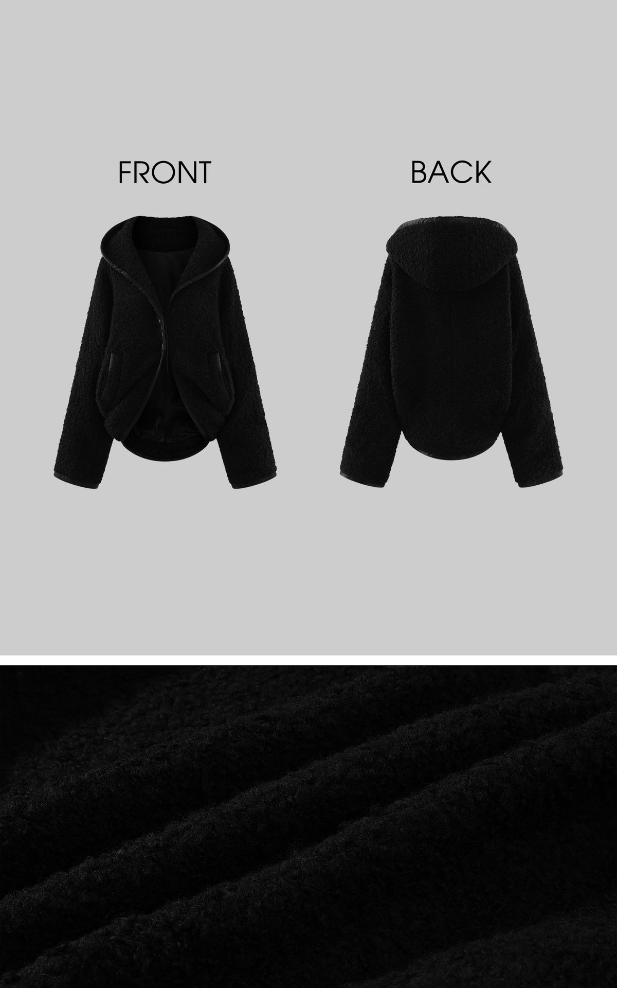 Hydrae Oversized Hooded Teddy Jacket with Curved Hem