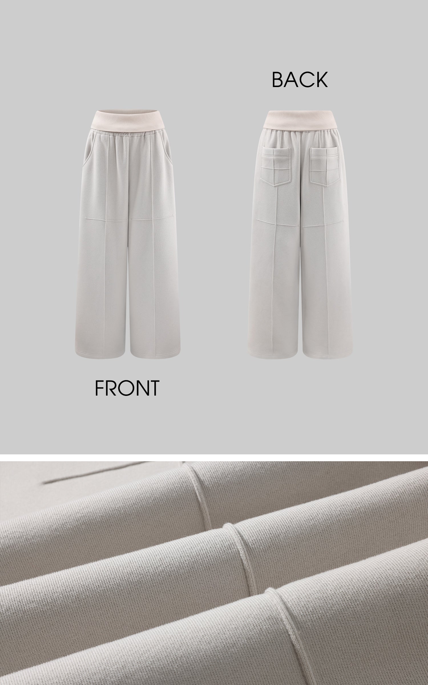 Rase le sol 커브드 헴 크롭 후디 &amp; 와이드 팬넬 스웨트팬츠 세트