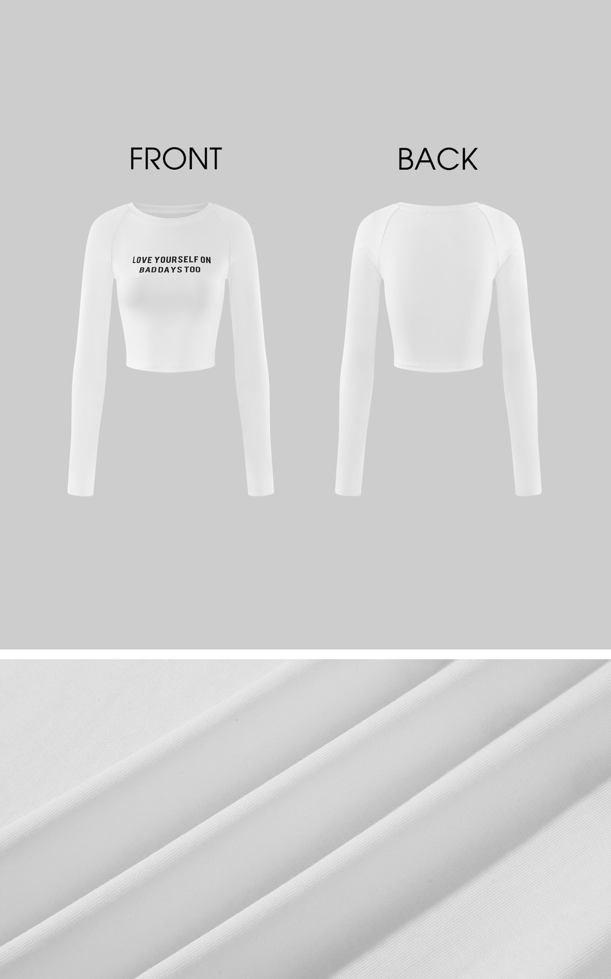 WARDEN EDGE Love Yourself Graphic Cropped Long Sleeve Top