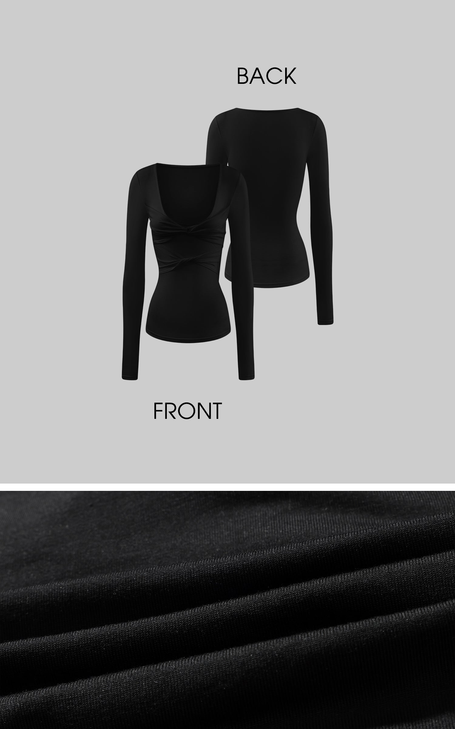 Rase le sol 긴팔 상의, 레이서백 브라, 미니 쇼츠 3피스 세트