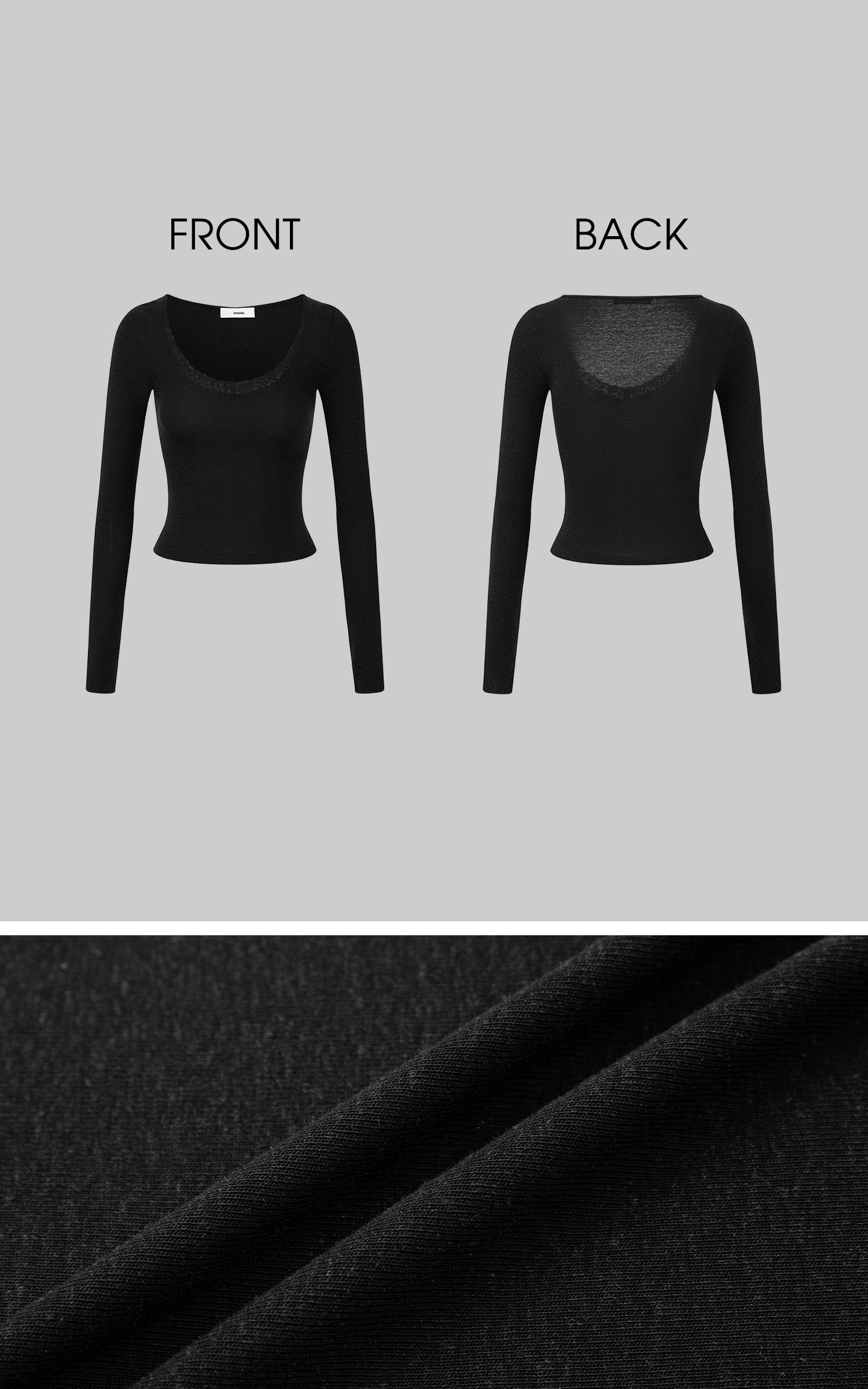 IAMXIAA Lace-Trim Scoop Neck Fitted Long Sleeve Top