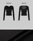 IAMXIAA Lace-Trim Scoop Neck Fitted Long Sleeve Top