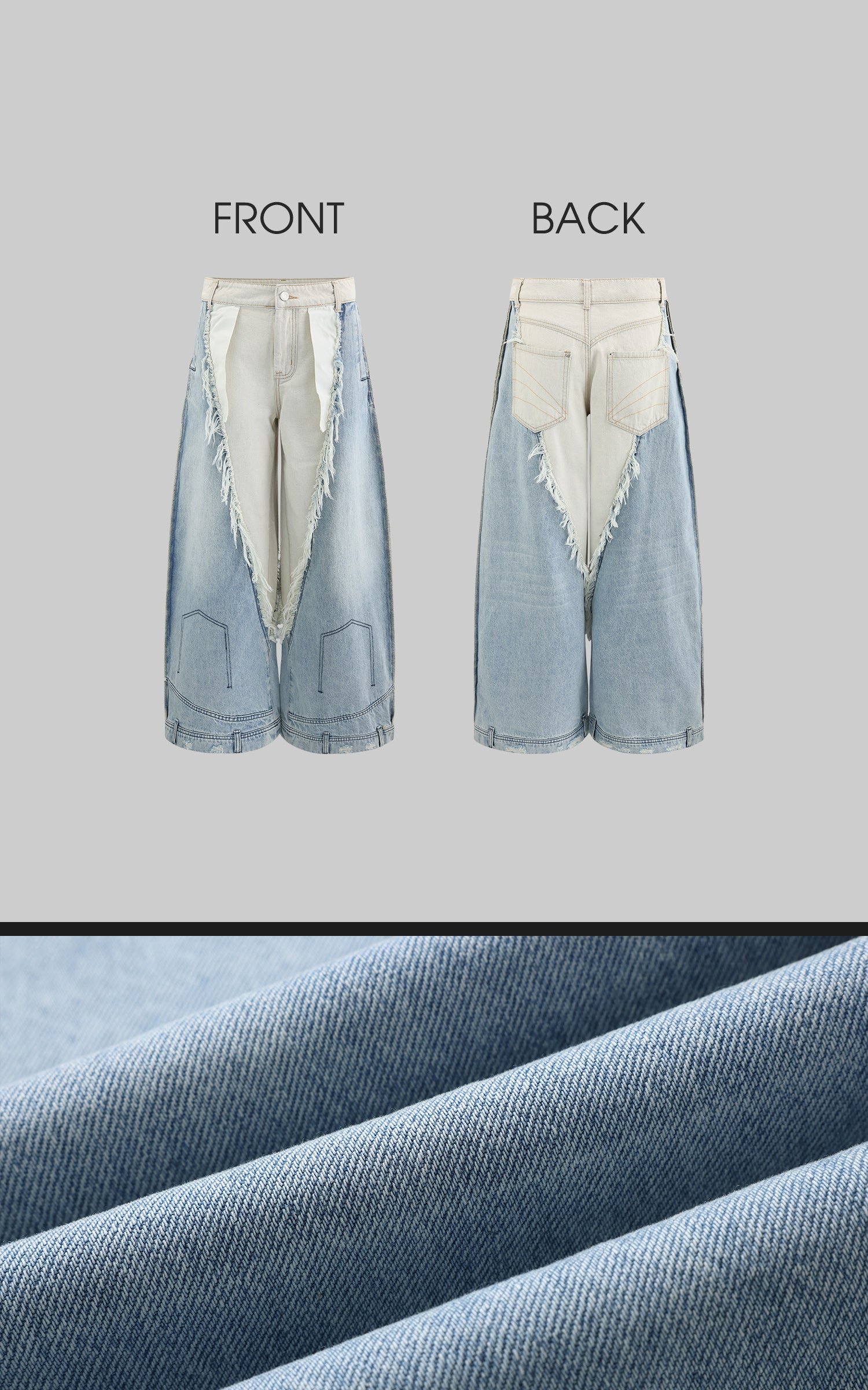 Rase le sol Deconstructed Wide-Leg Denim Pants