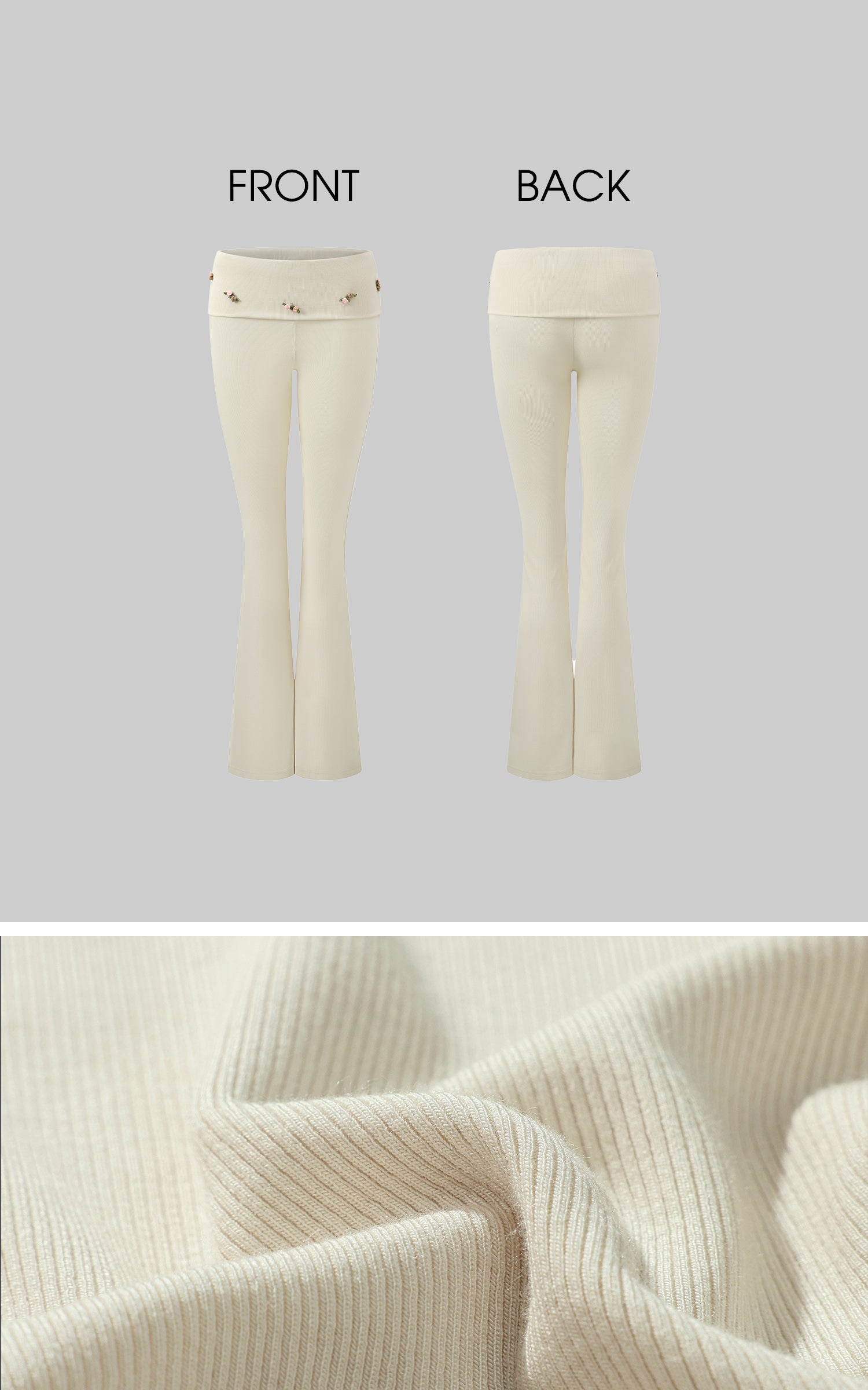 DreamyNerd Rosette Flared Knit Pants - PINKPARKS