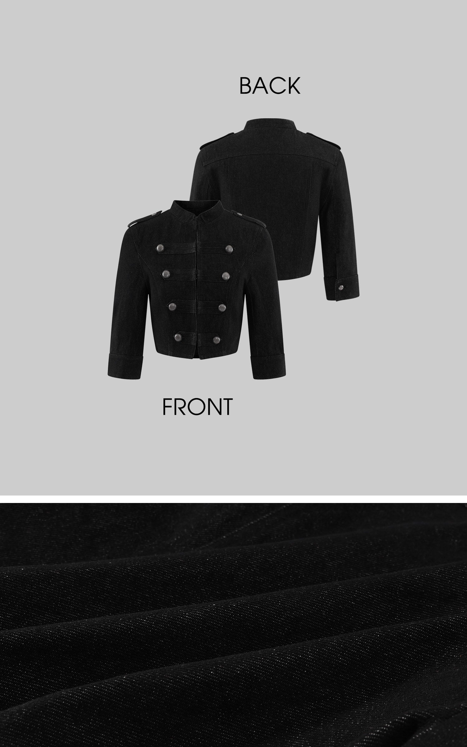 Hydrae Military Button Cropped Jacket &amp; Low-Rise Wide-Leg Pants Two-Piece Set