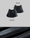 Rase le sol Pleated PU Leather Mini Skirt