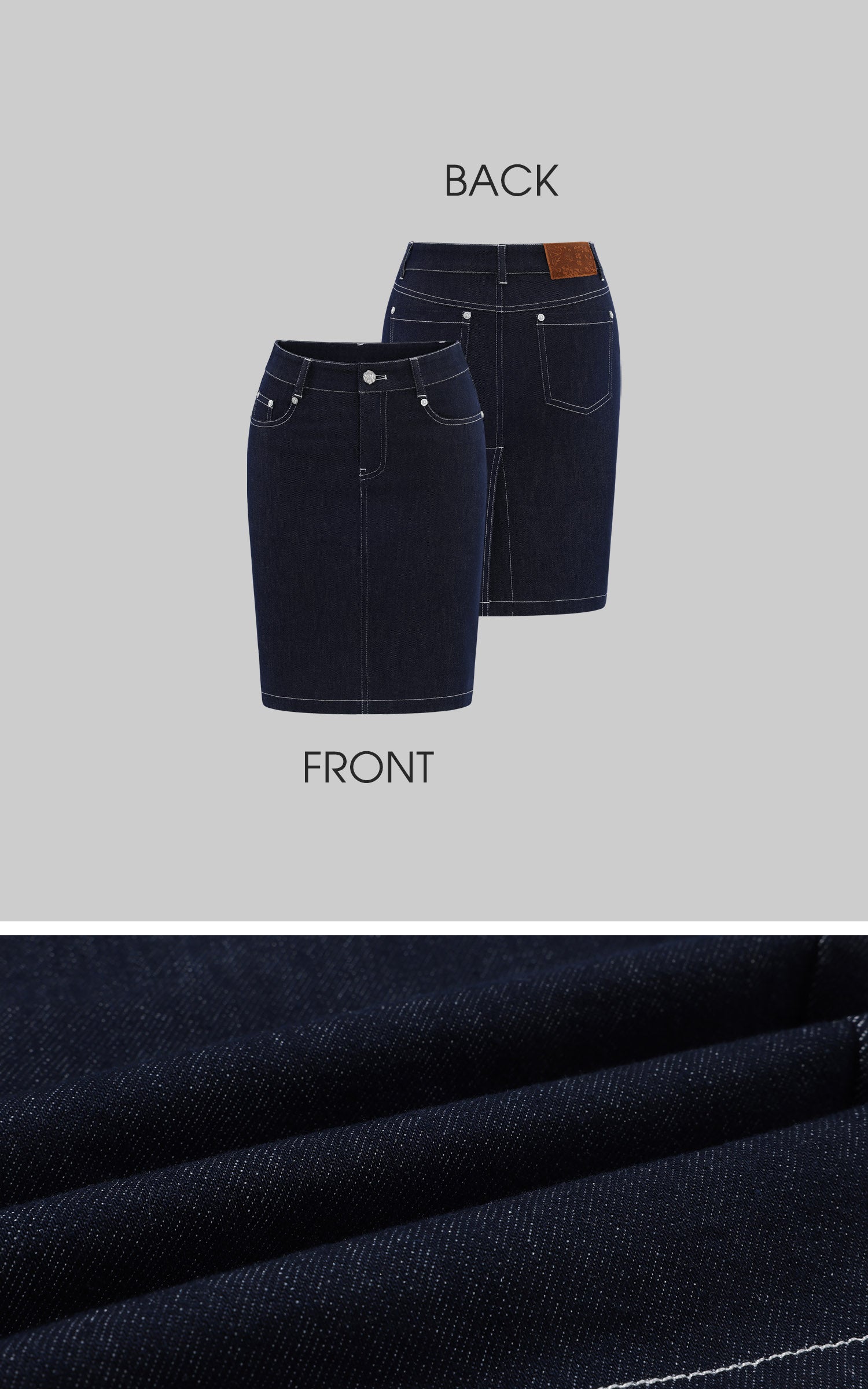 Hydrae Dark Wash Denim Midi Skirt