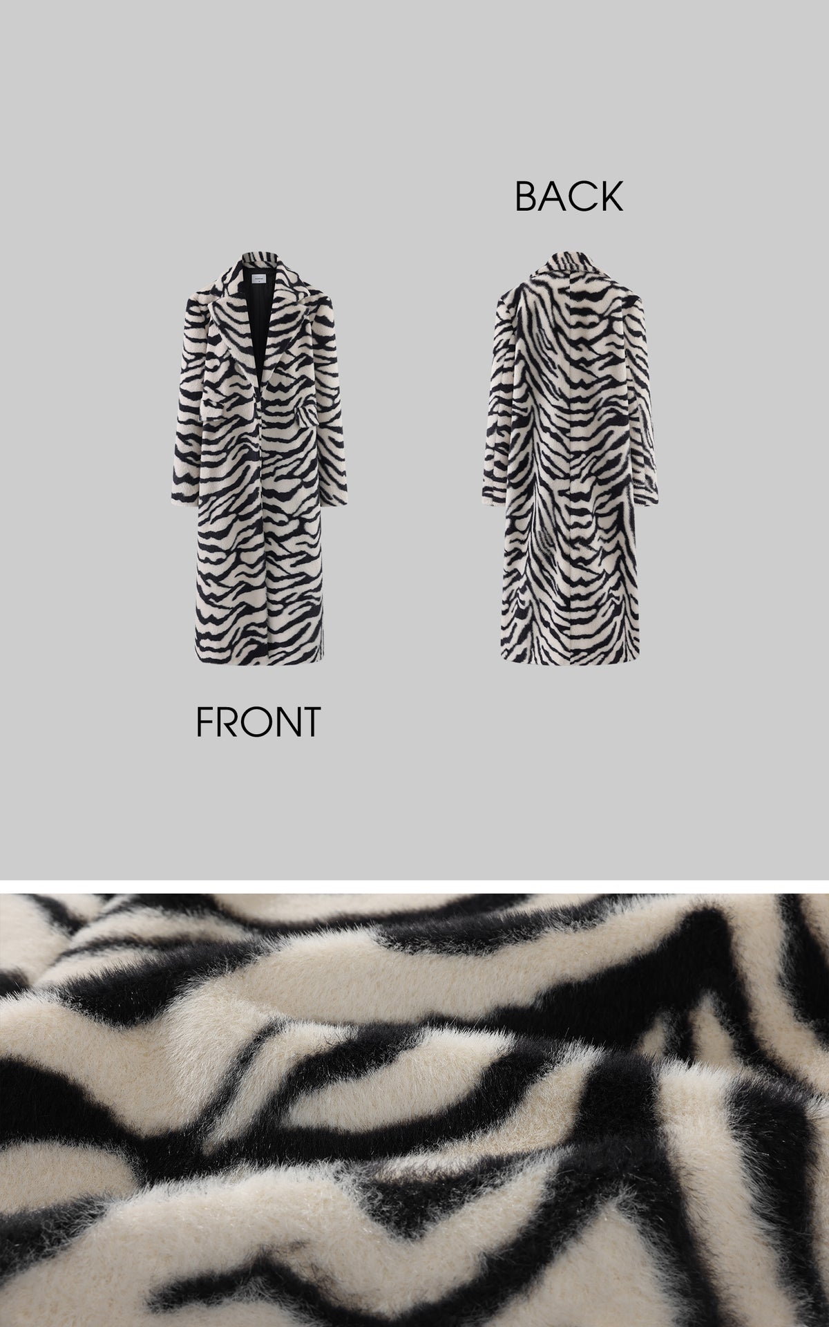0122stepll Zebra Faux Fur Long Coat