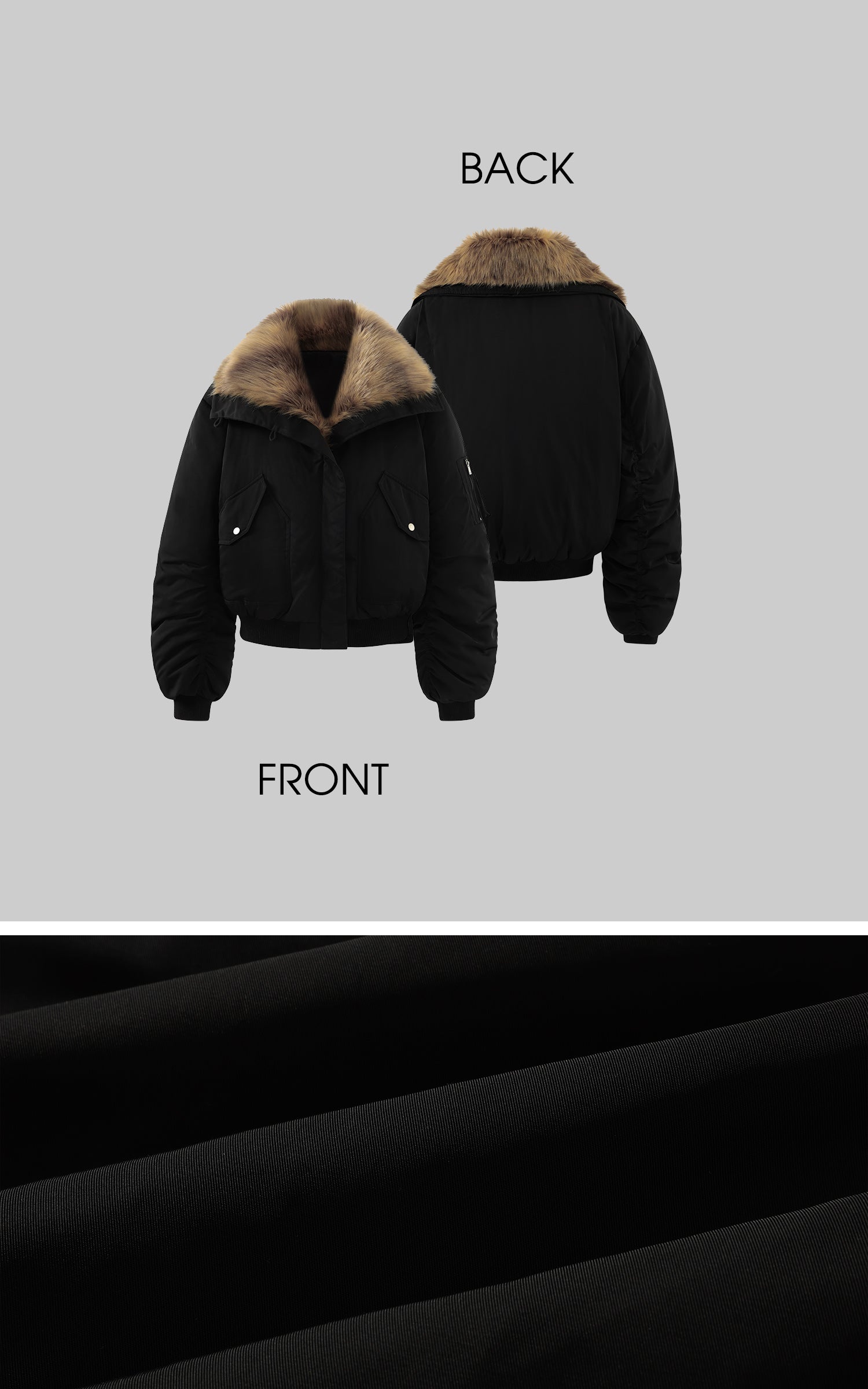 WARDEN EDGE 페이크 퍼 칼라 크롭 다운 재킷