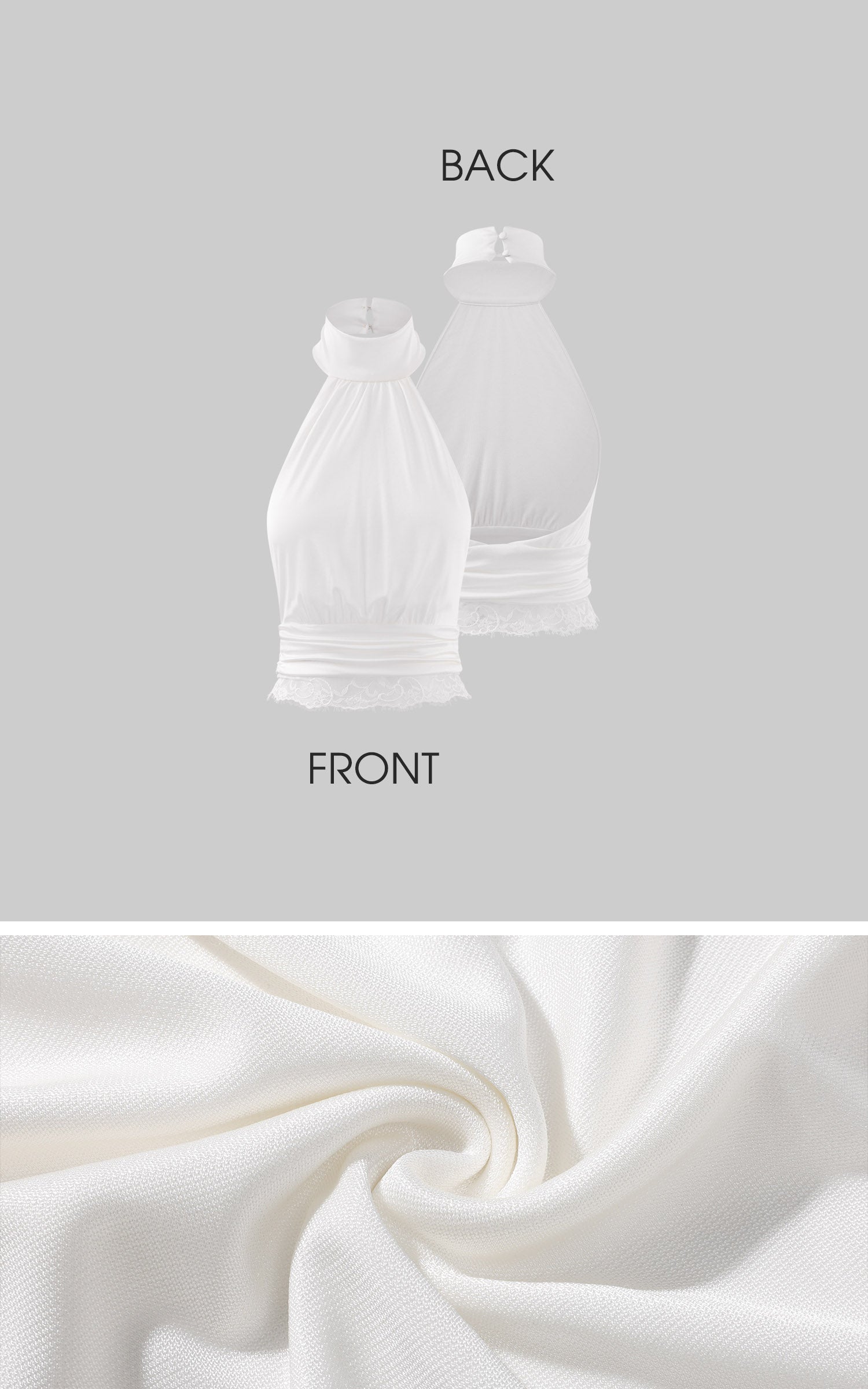 ROVENTE Halter Backless Lace Trim Fitted Top