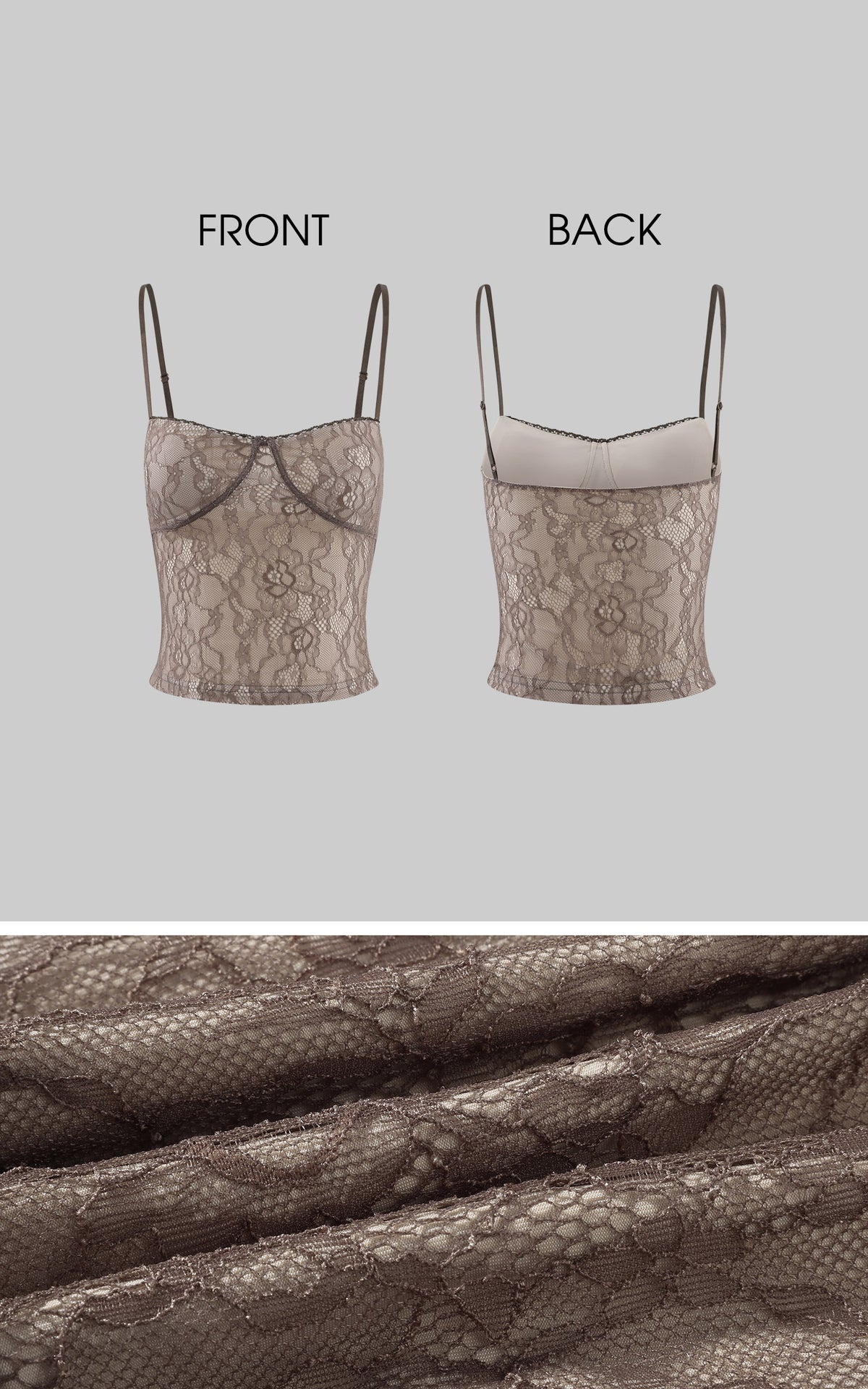 Hydrae Floral Lace Bustier Cami Top with Adjustable Straps