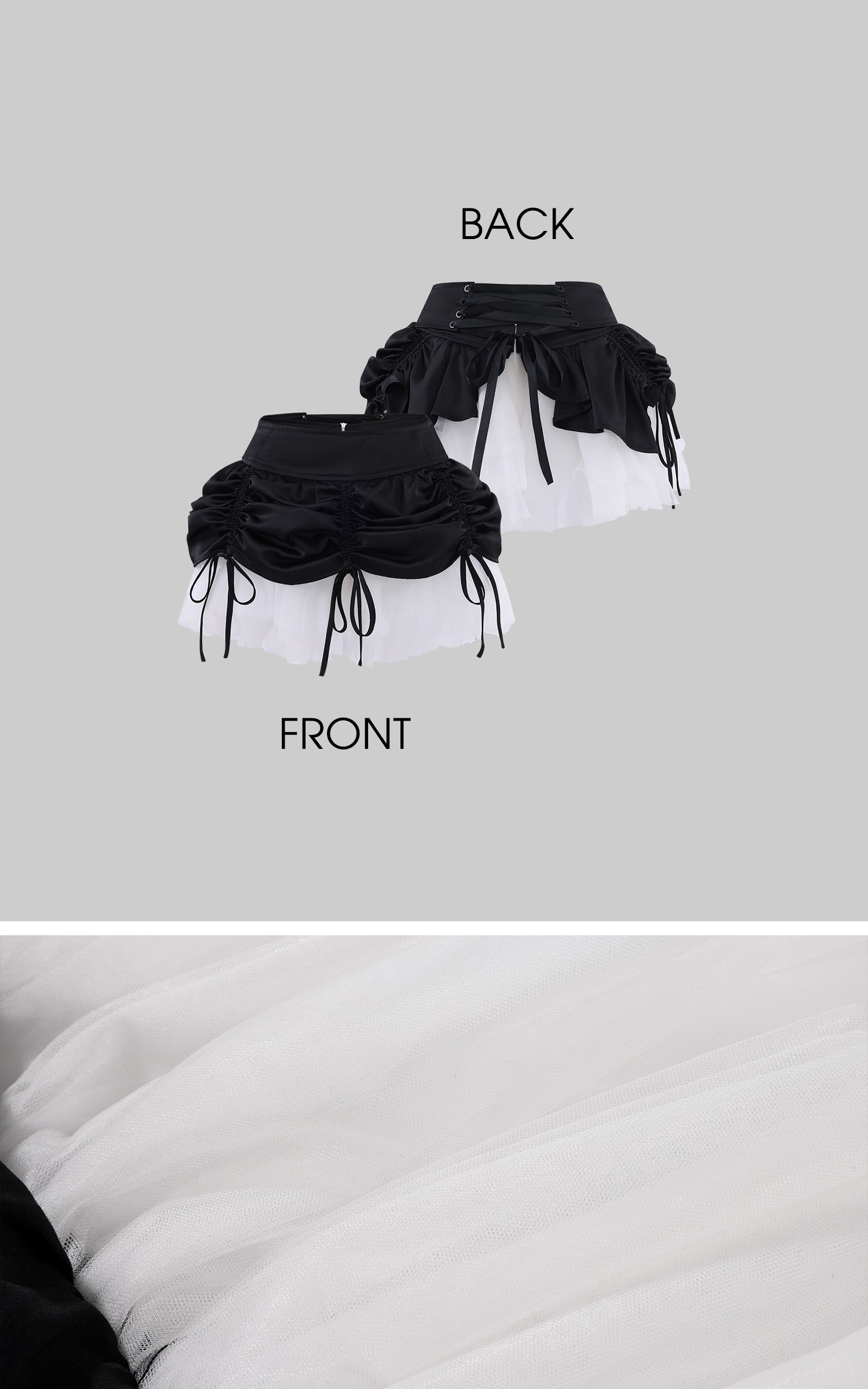 Rase le sol Jupe mini taille basse en satin froncé &amp; et tulle