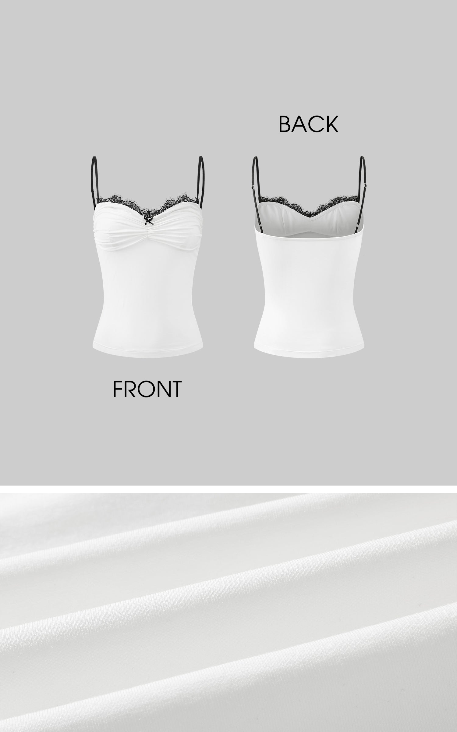 ROVENTE Ruched Sweetheart Camisole with Lace Trim &amp; Contrast Straps - PINKPARKS