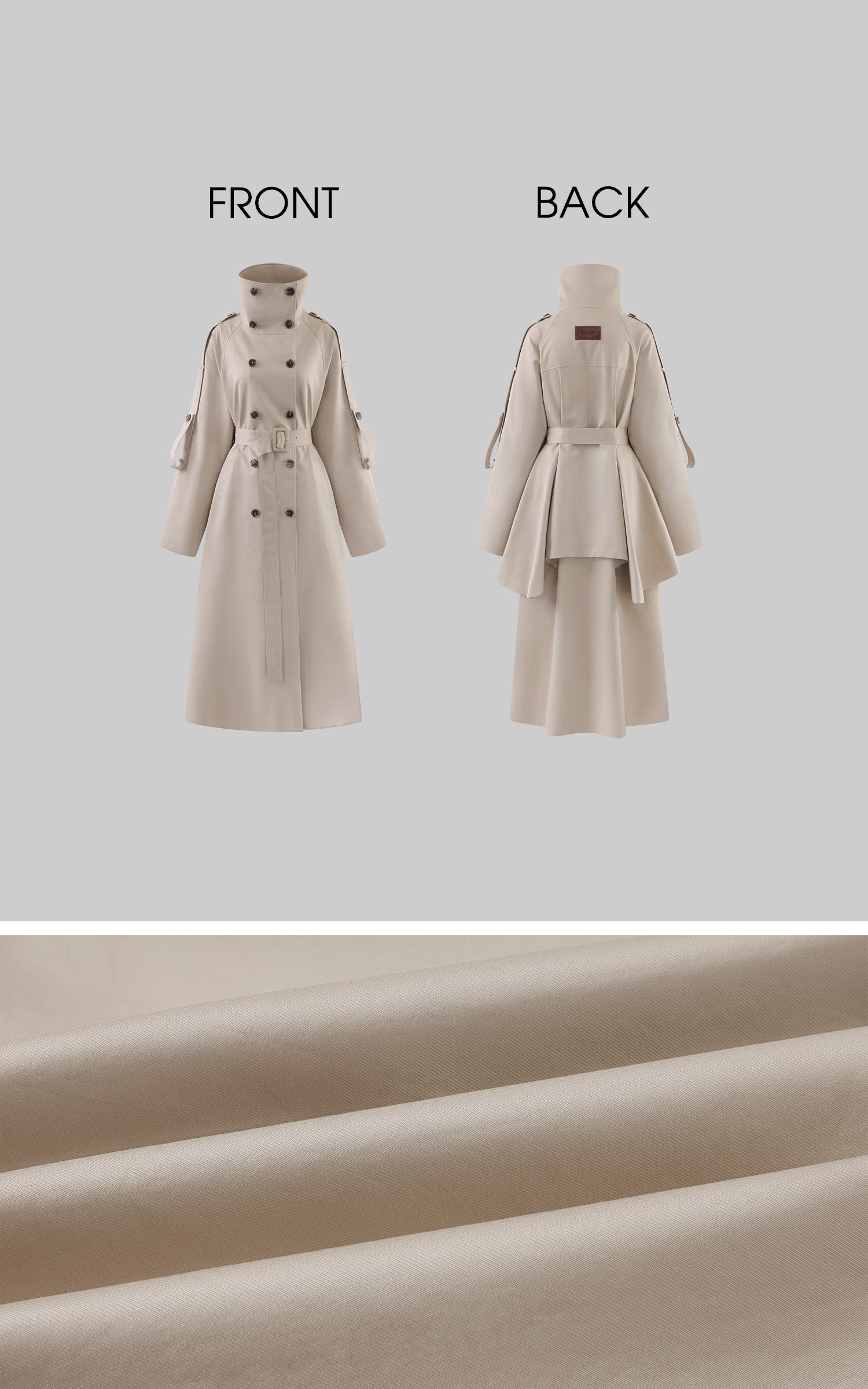 Rase le sol Sculpted High-Collar Layered Trench Coat