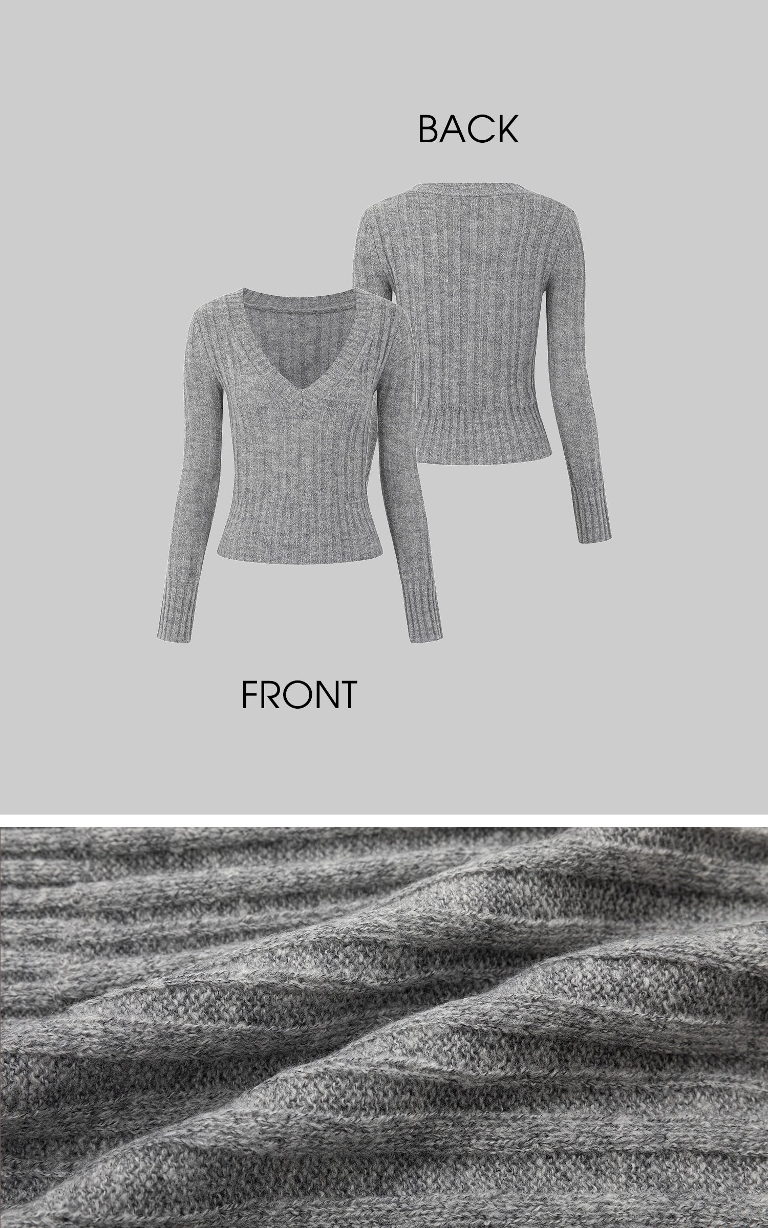 Haut en maille côtelée à col en V ajusté