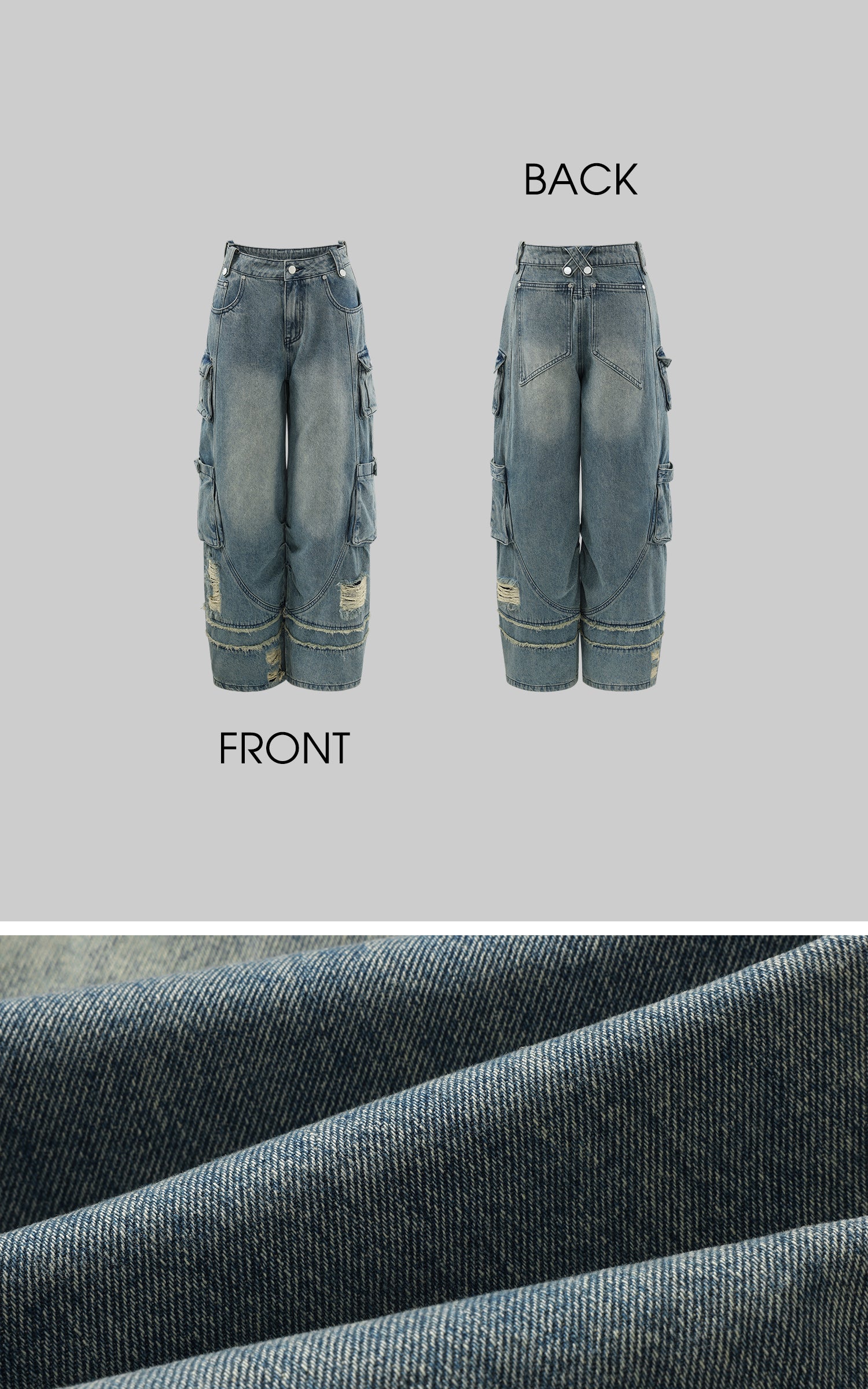 Rase le sol デコンストラクト加工ワイドレッグデニムパンツ