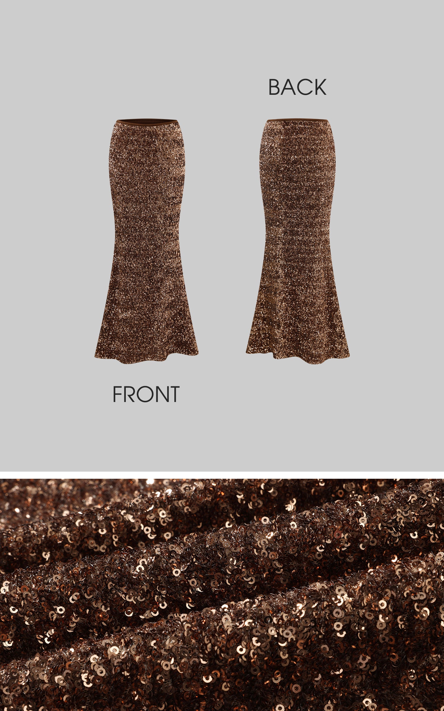ROVENTE Sequin Mermaid Maxi Skirt with High Waist and Body-Hugging Silhouette