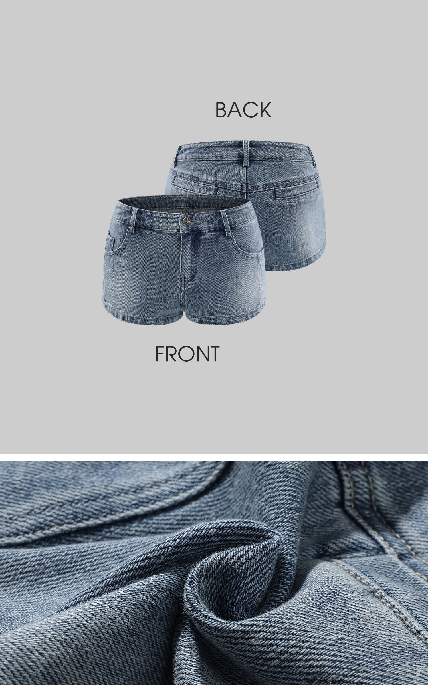 Rase le sol Denim Shorts with Draped Graphic Hem Extender