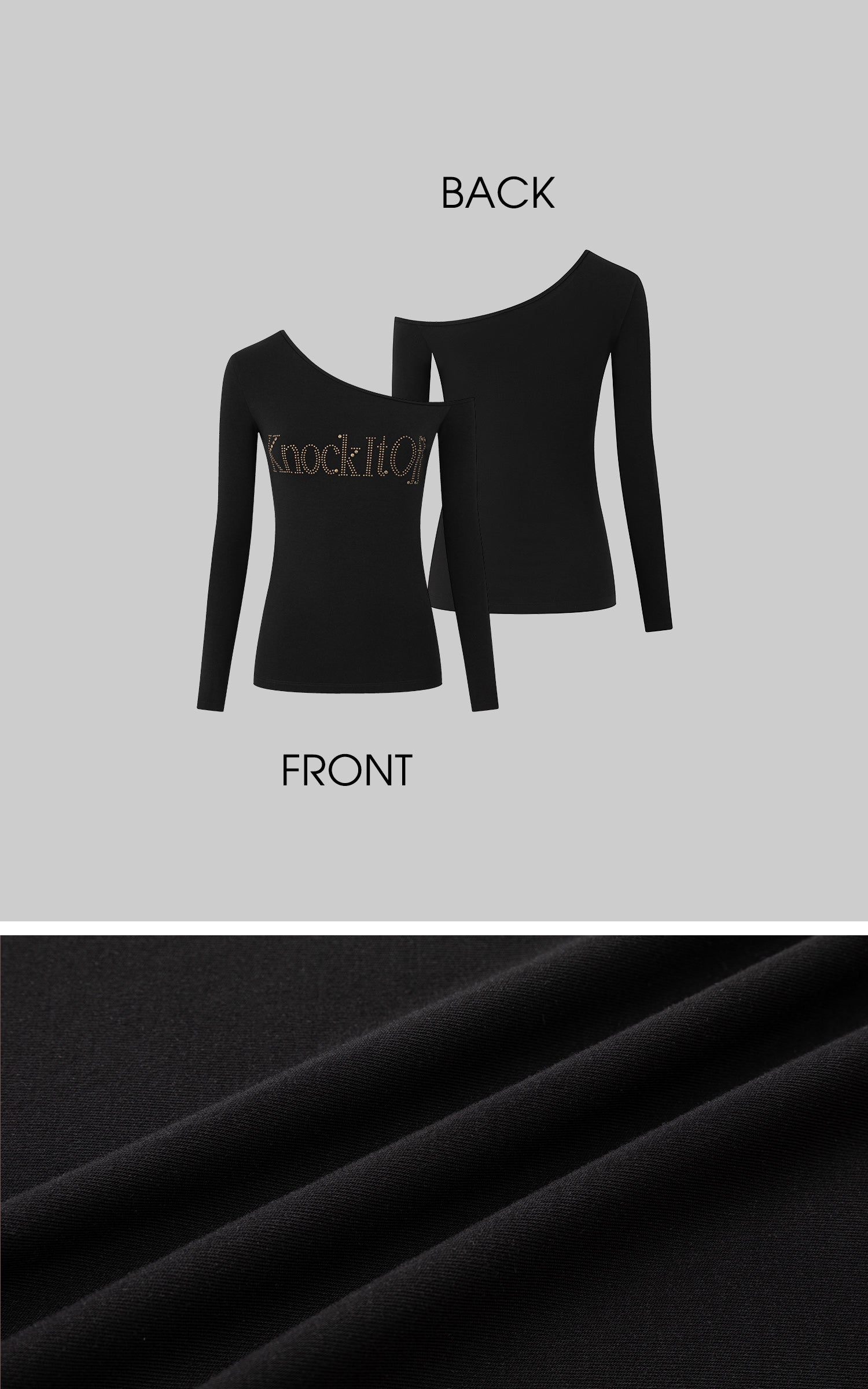 IAMXIAA Knock It Off Studded One-Shoulder Long Sleeve Tee