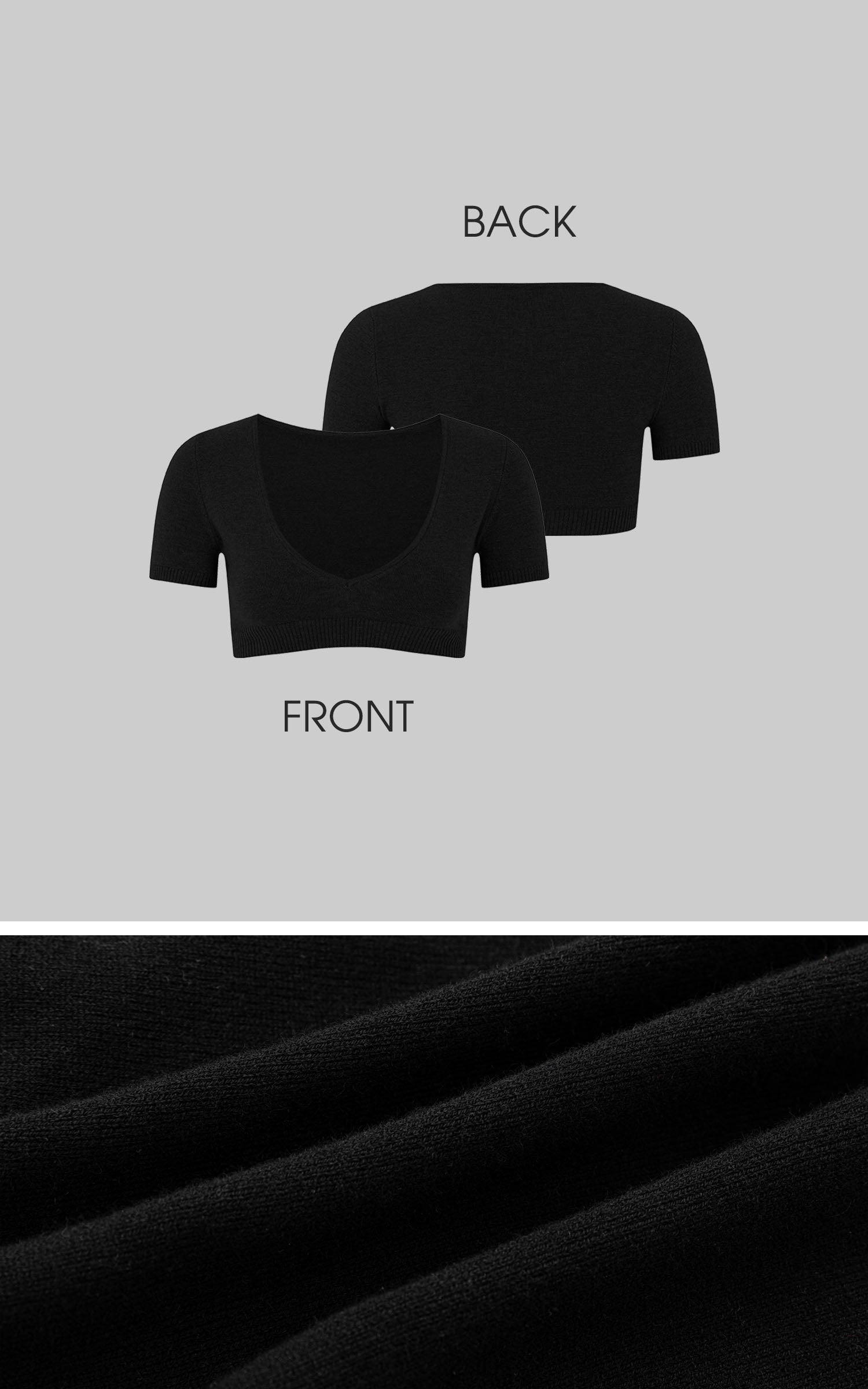 IAMXIAA Deep V Fitted Cropped Knit T-Shirt