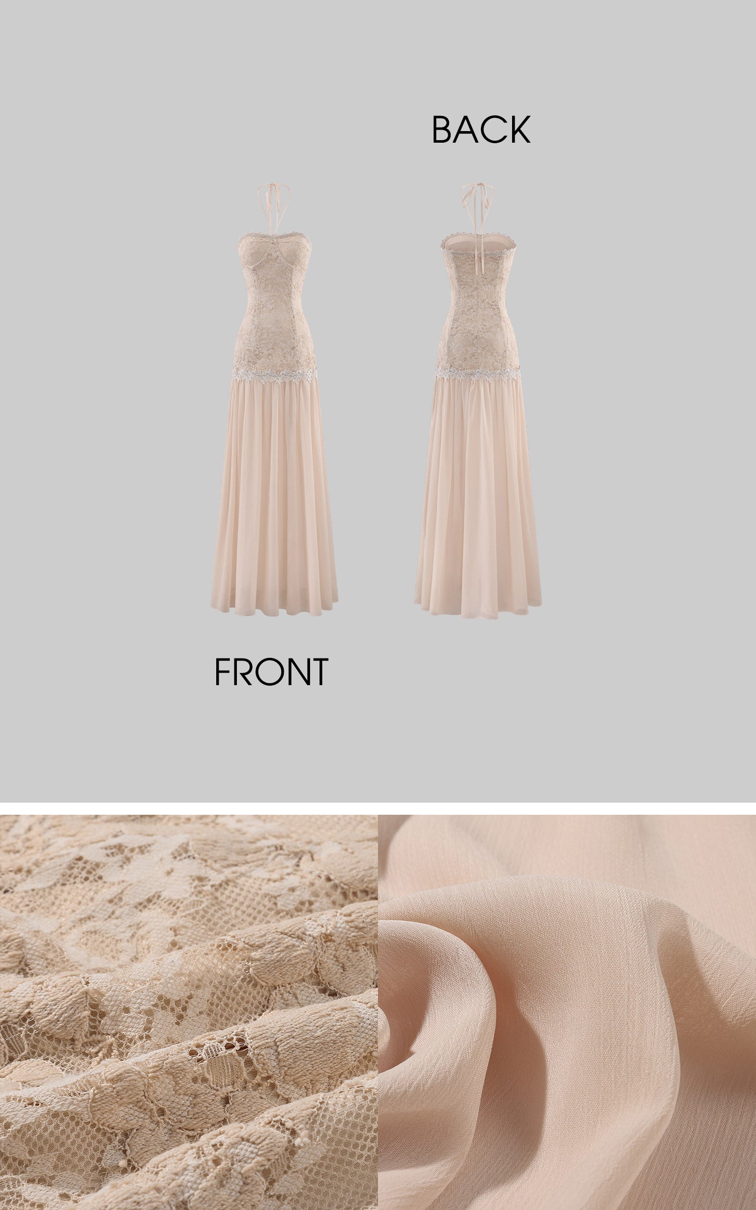 Hydrae Robe longue sirène en dentelle à dos nu