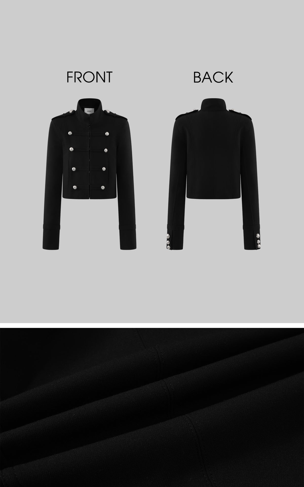 ROVENTE Silver Button Military Jacket &amp; Tailored Micro Shorts Set