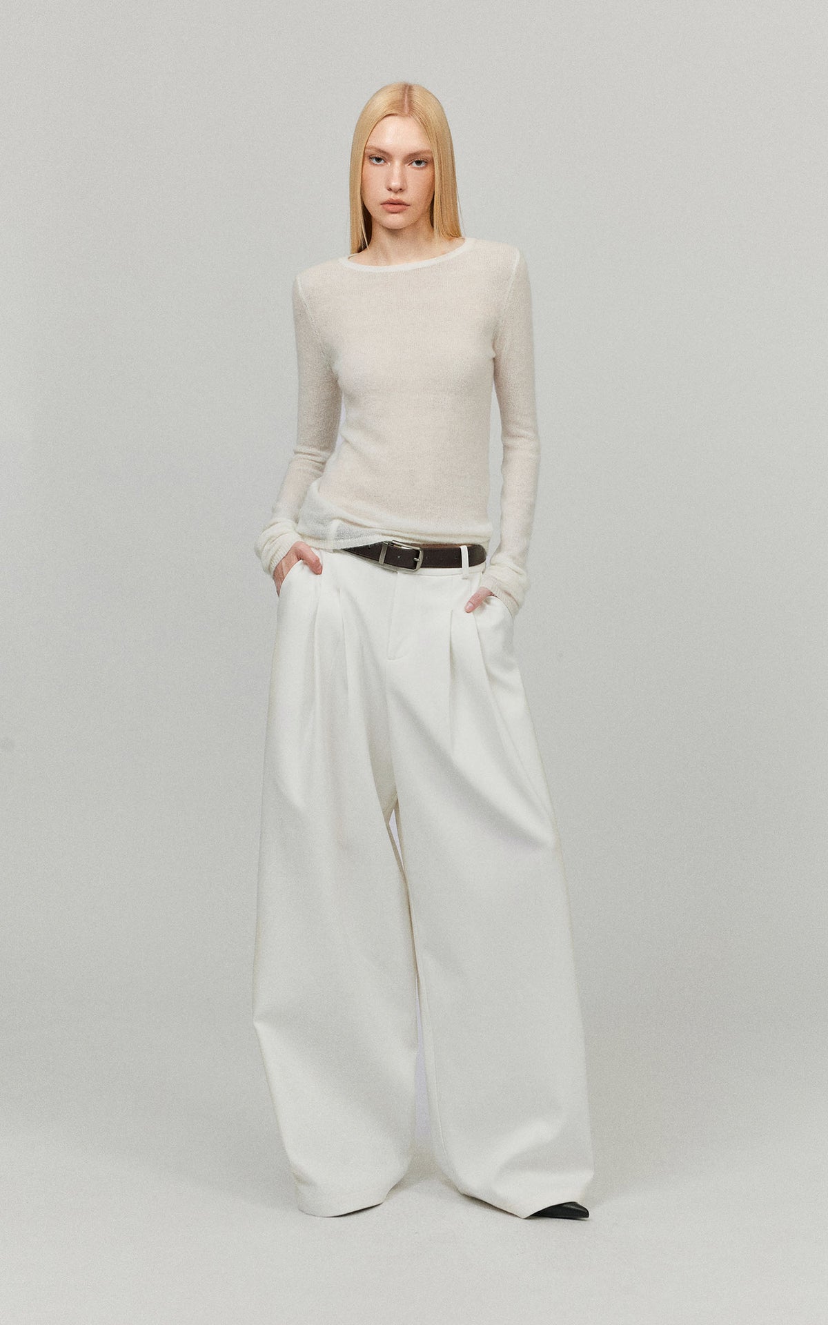 0122stepll Low Rise Pleated Oversized Wide Leg Tailored Pants