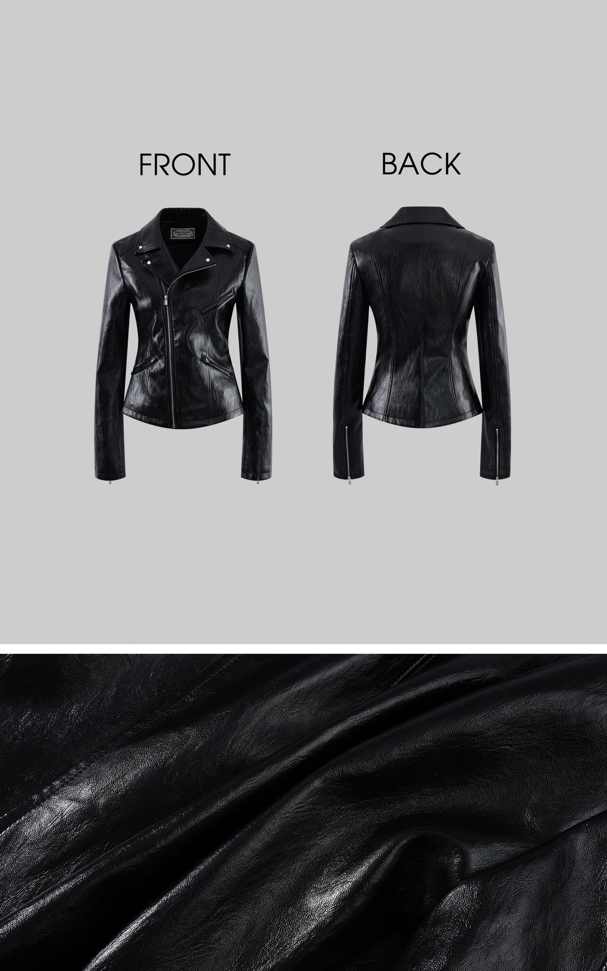 Rase le sol Sculpted-Waist Leather-Look Biker Jacket