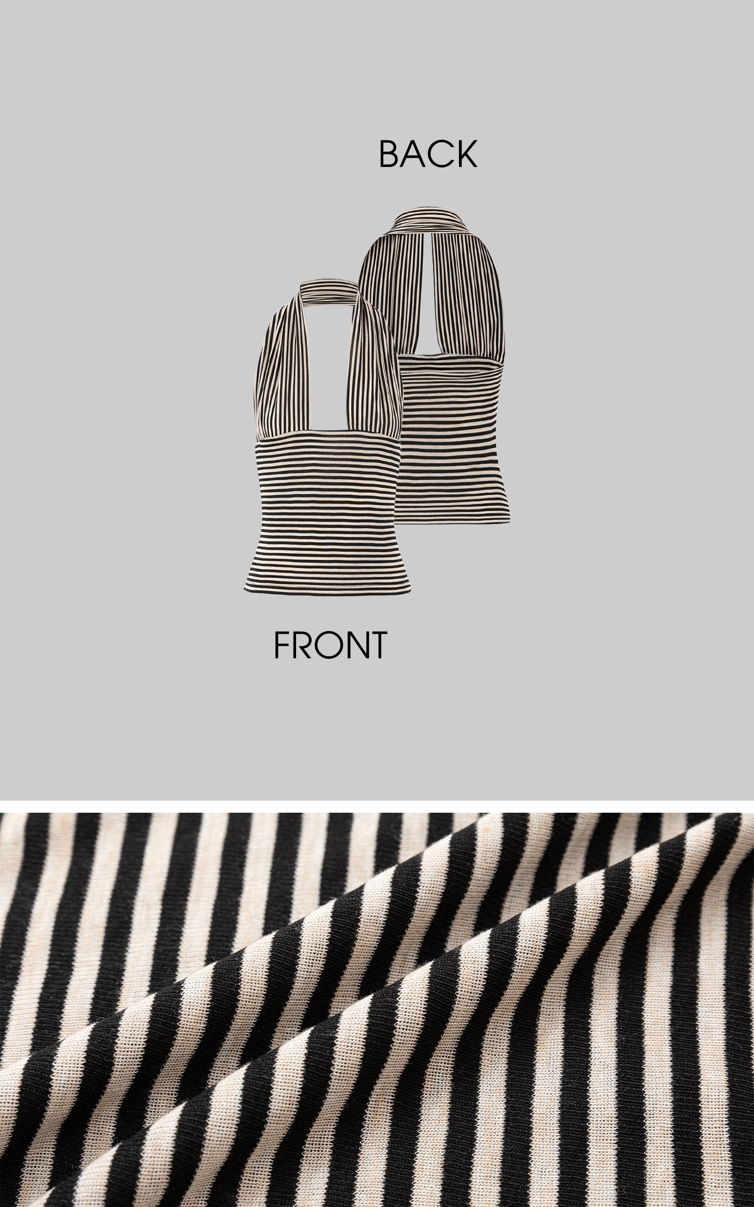 IAMXIAA Deep Plunge Striped Halter Top