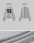 WARDEN EDGE YES Graphic Lace-Up Off-Shoulder Sweatshirt