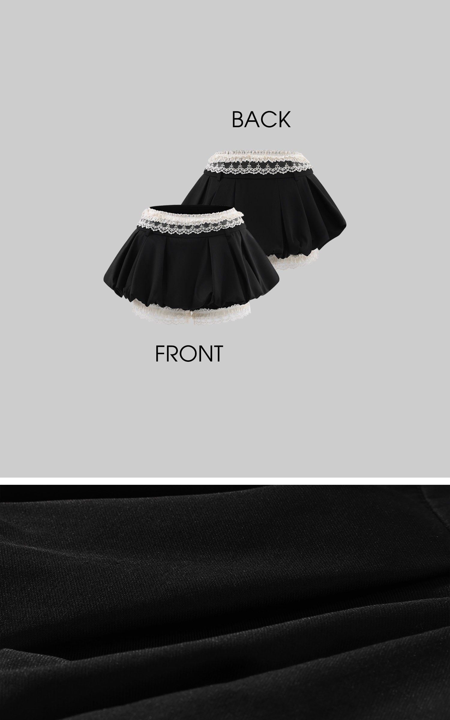 WARDEN EDGE Lace Trim Bubble Mini Skirt With Layered Ruffle Hem