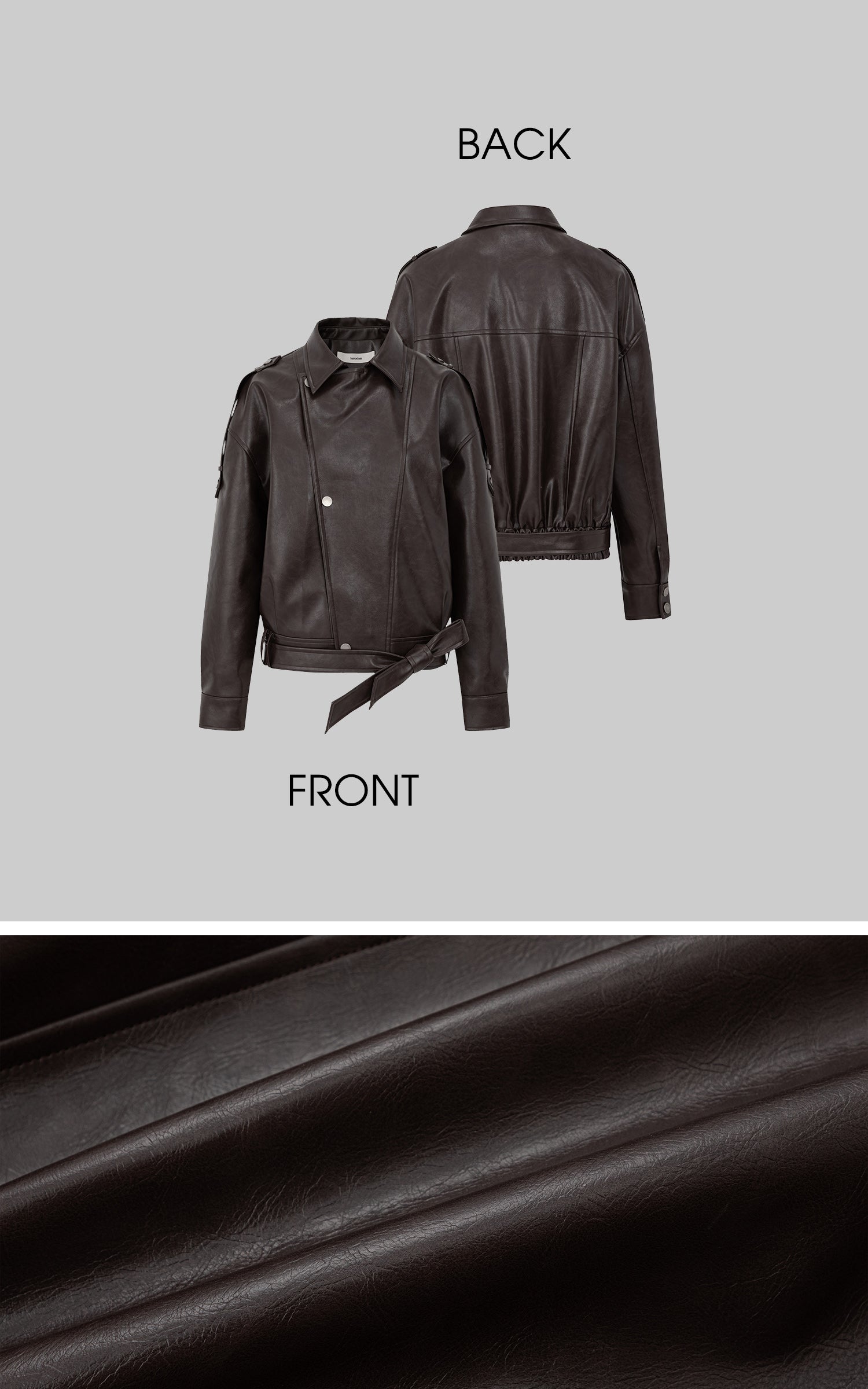IAMXIAA Faux Leather Belted Jacket