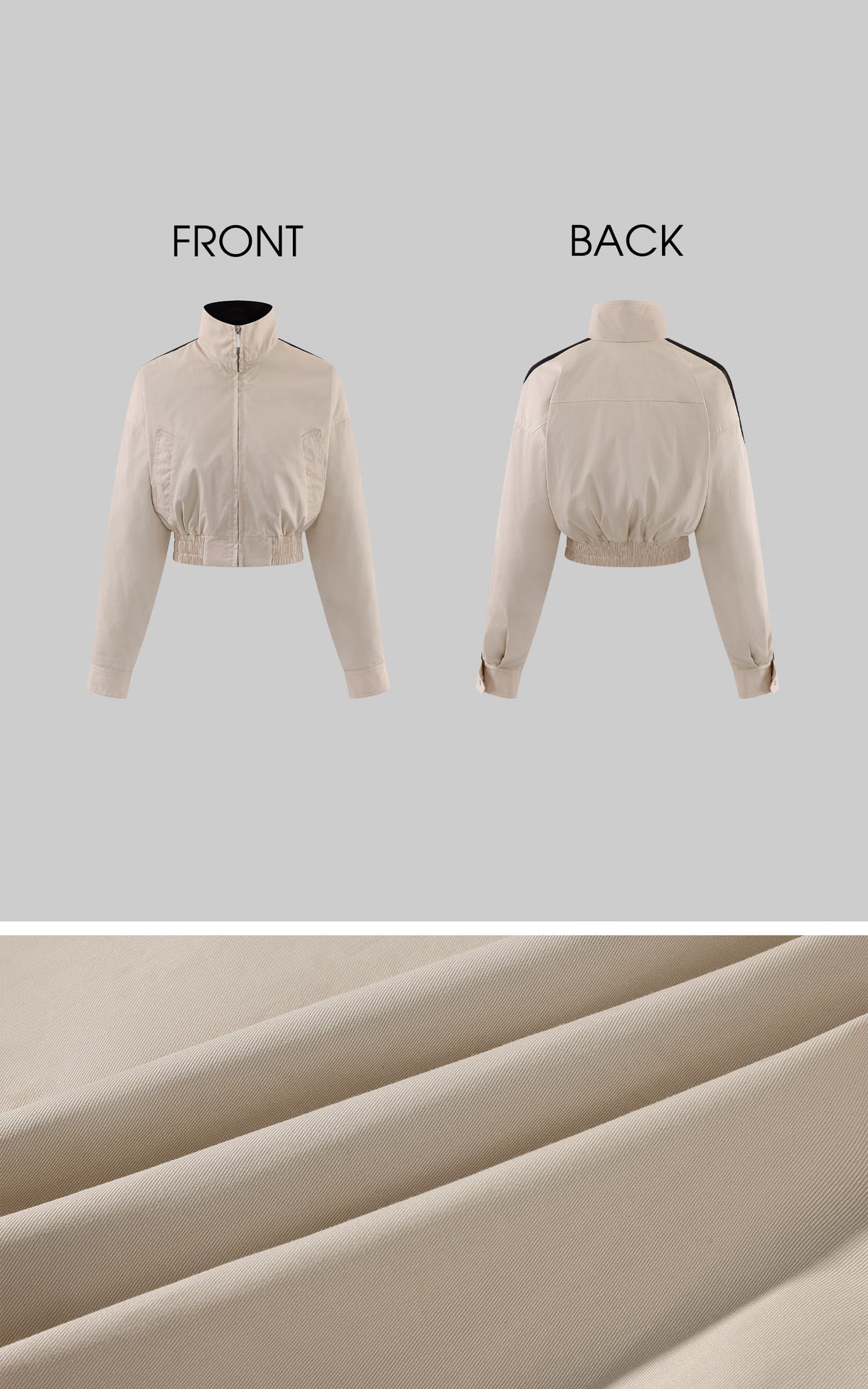 ROVENTE Contrast Stripe Cropped Track Jacket
