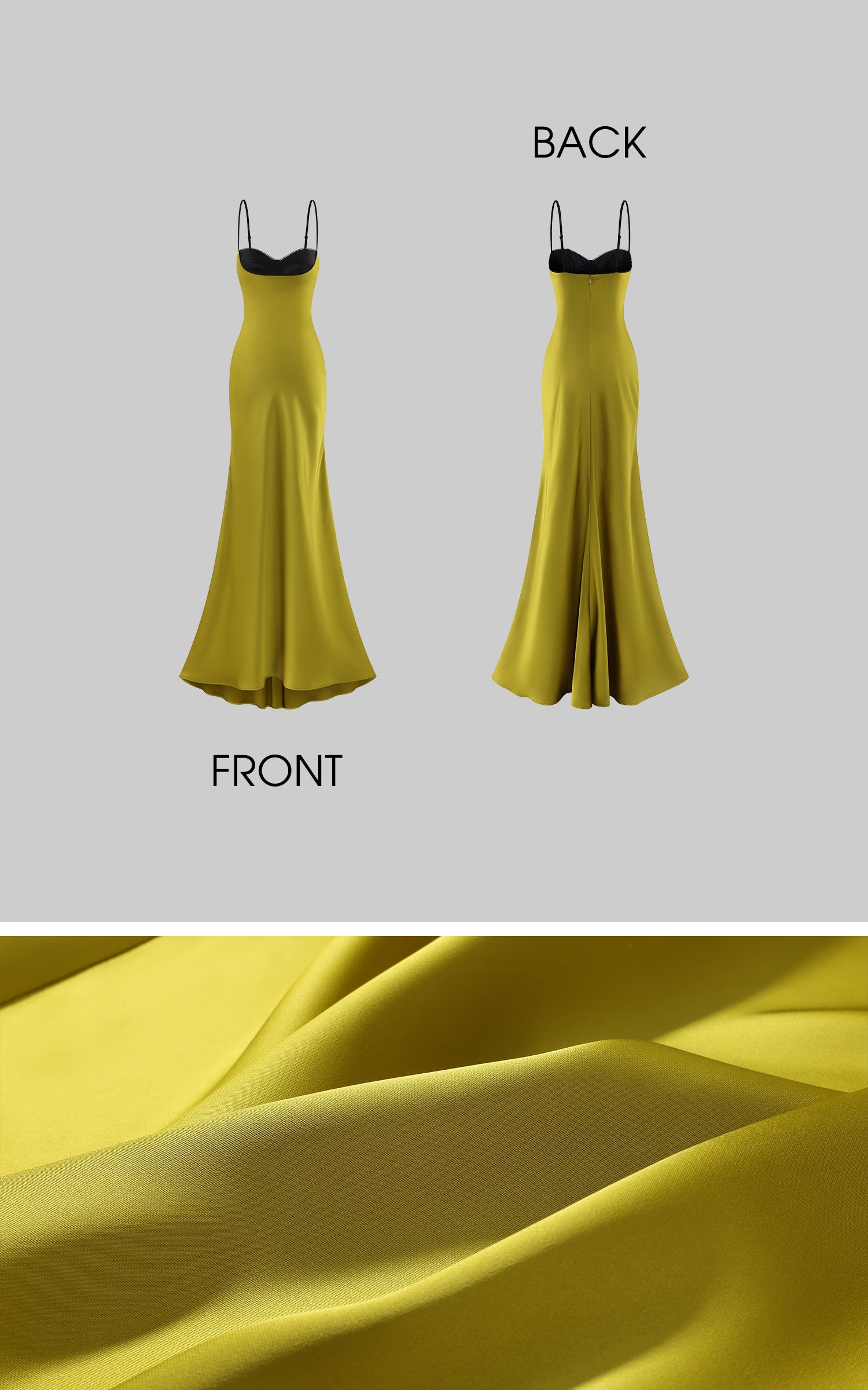 ROVENTE Contrast Bust Satin Flared Maxi Dress