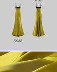ROVENTE Contrast Bust Satin Flared Maxi Dress