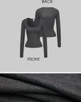 IAMXIAA Knit Long Sleeve Top with Square Neckline