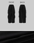WARDEN EDGE Draped Cargo Pants with Wide Leg Silhouette and Adjustable Drawstring Hem