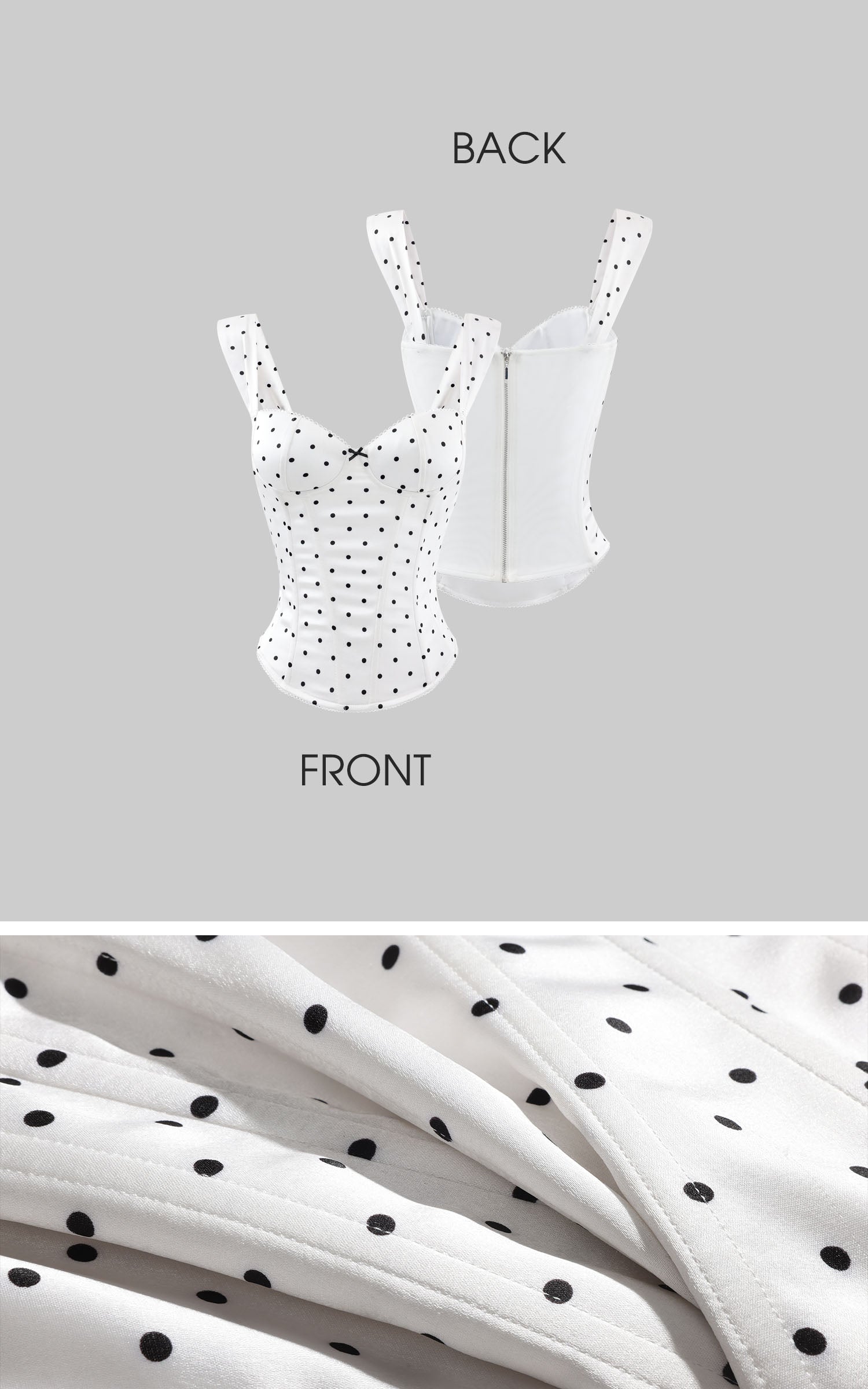 ROVENTE Polka Dot Structured Corset Camisole
