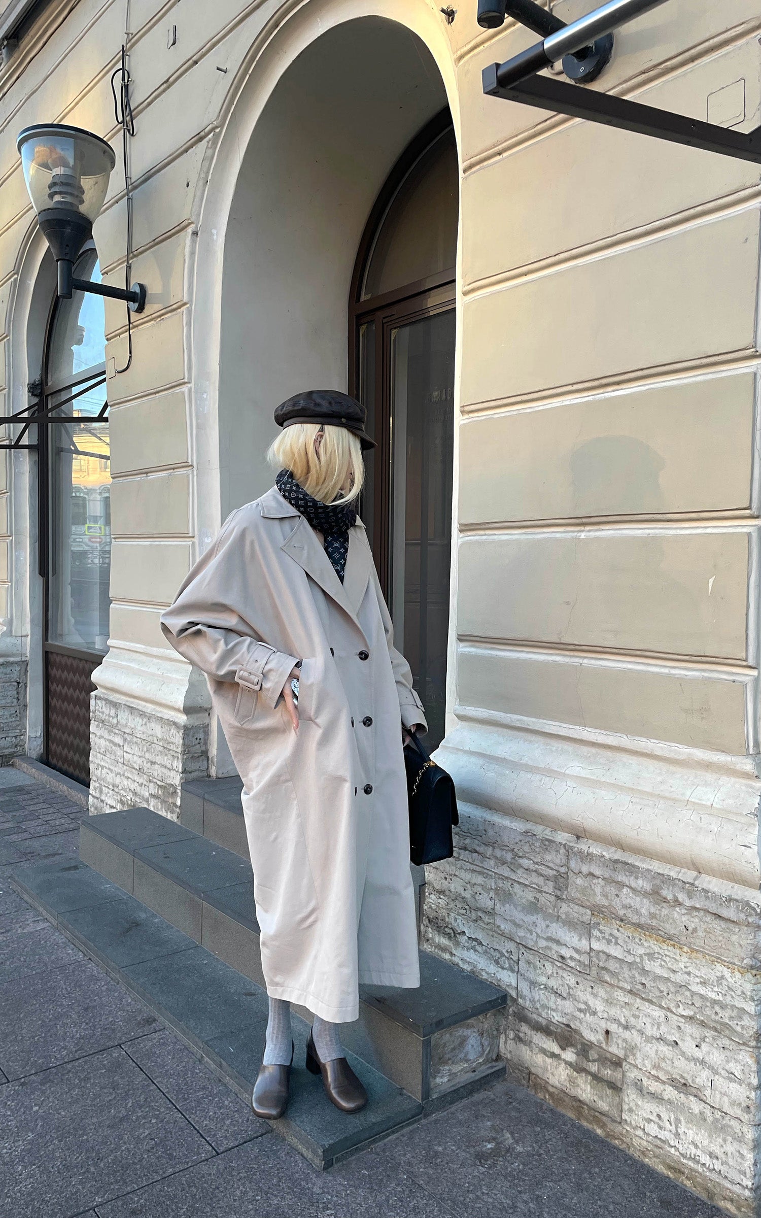 Rase le sol 체크 안감이 돋보이는 리버시블 롱 트렌치코트