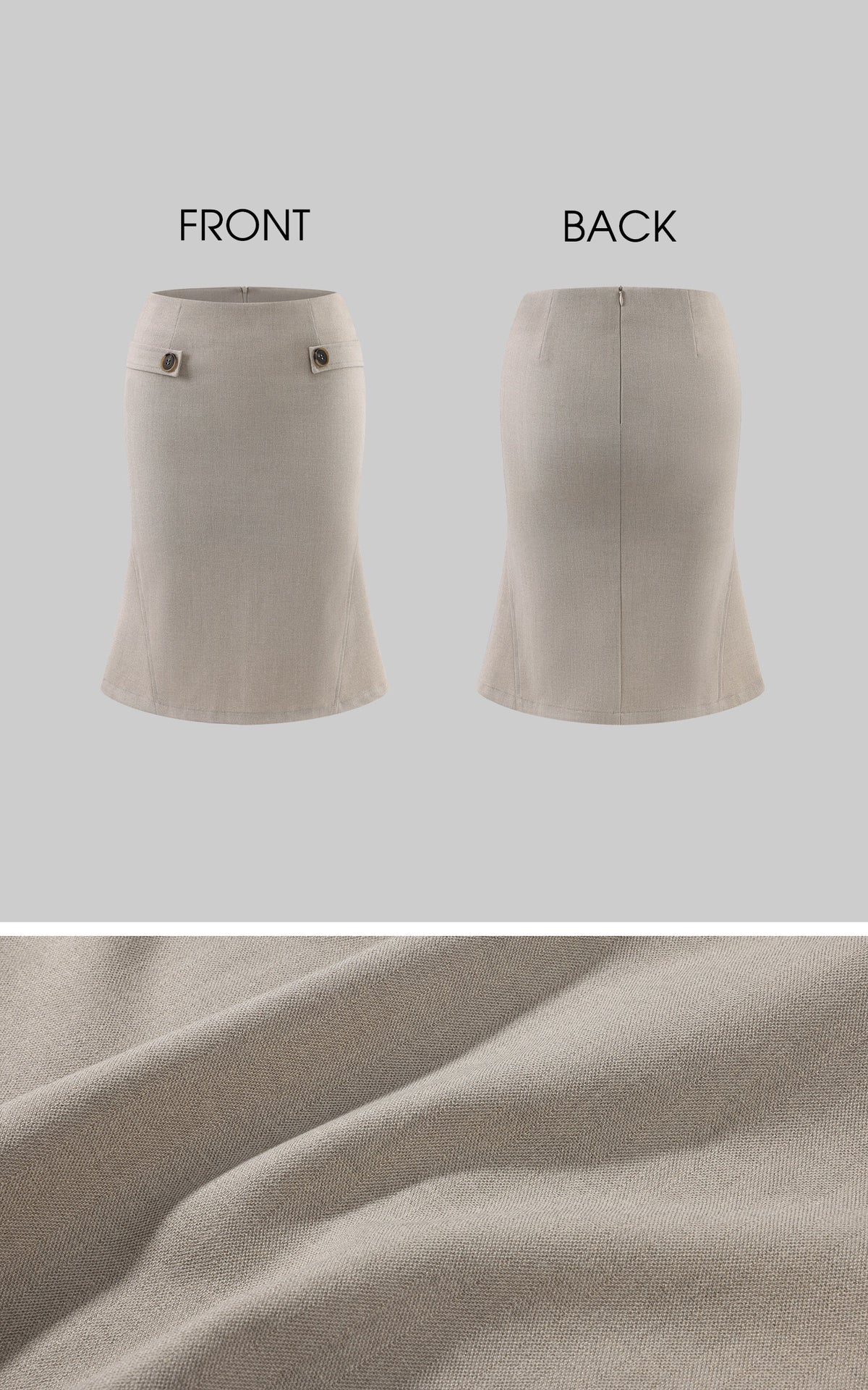 Hydrae Jupe midi ajustée taille basse à boutons