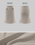 Hydrae Jupe midi ajustée taille basse à boutons