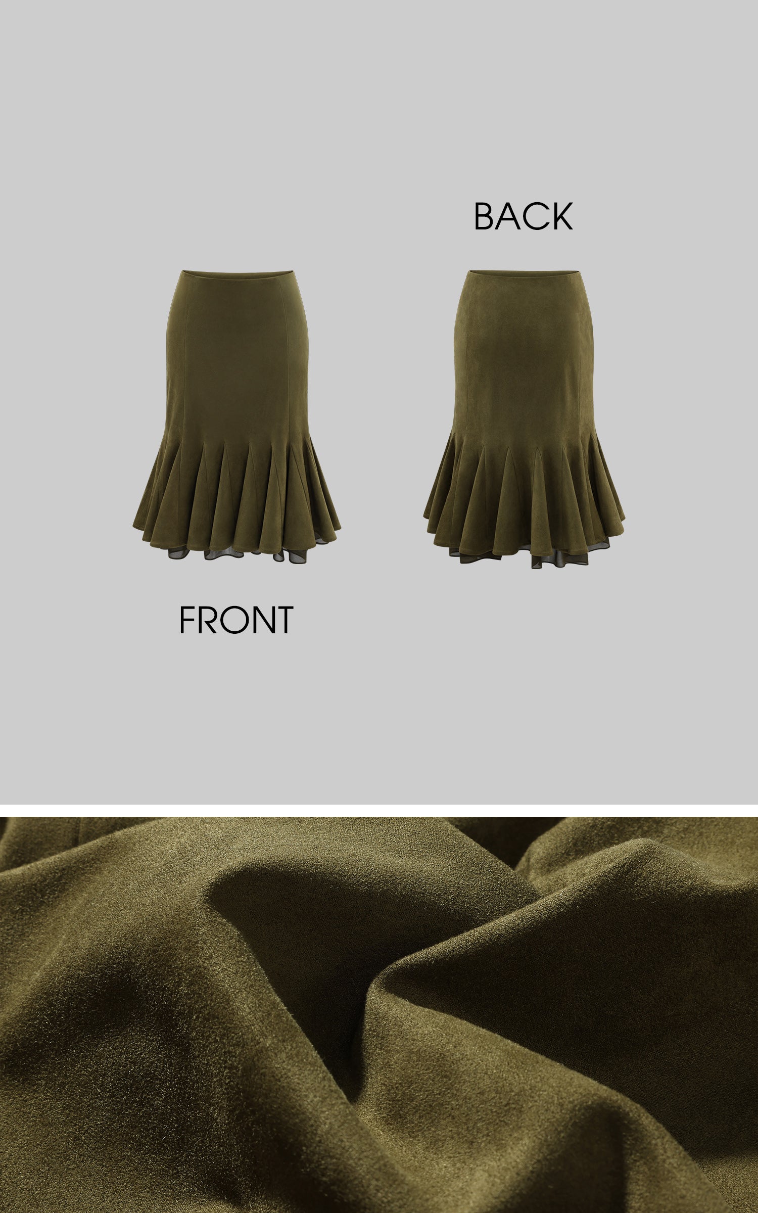 ROVENTE 페이크 스웨이드 케이프 &amp; 미디 스커트 세트