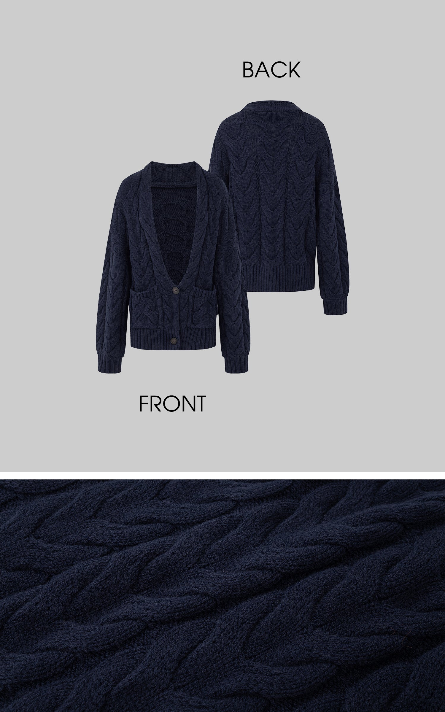 IAMXIAA Cable Knit Button Cardigan Relaxed Fit